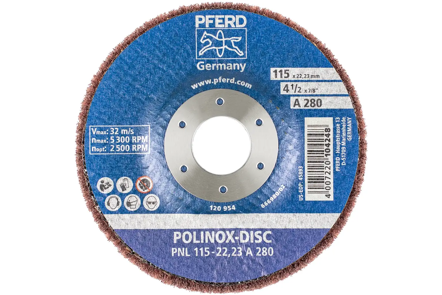 Corp abraziv nețesut cu tijă (POLINOX) PNL 115-22,23 A 280 3