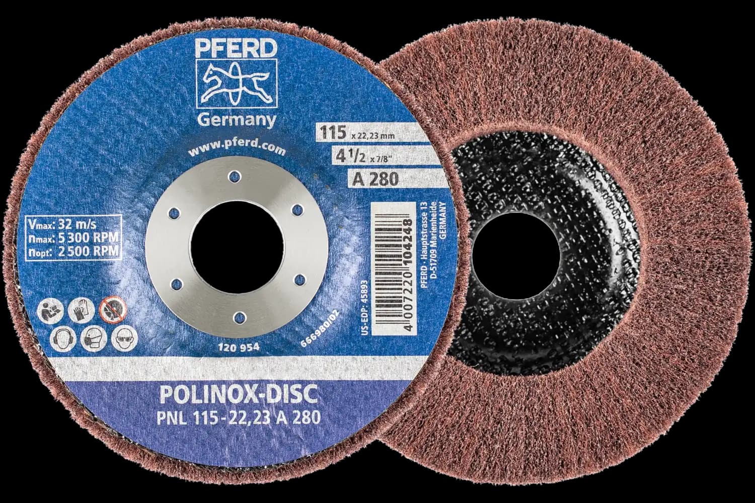 Corp abraziv nețesut cu tijă (POLINOX) PNL 115-22,23 A 280
