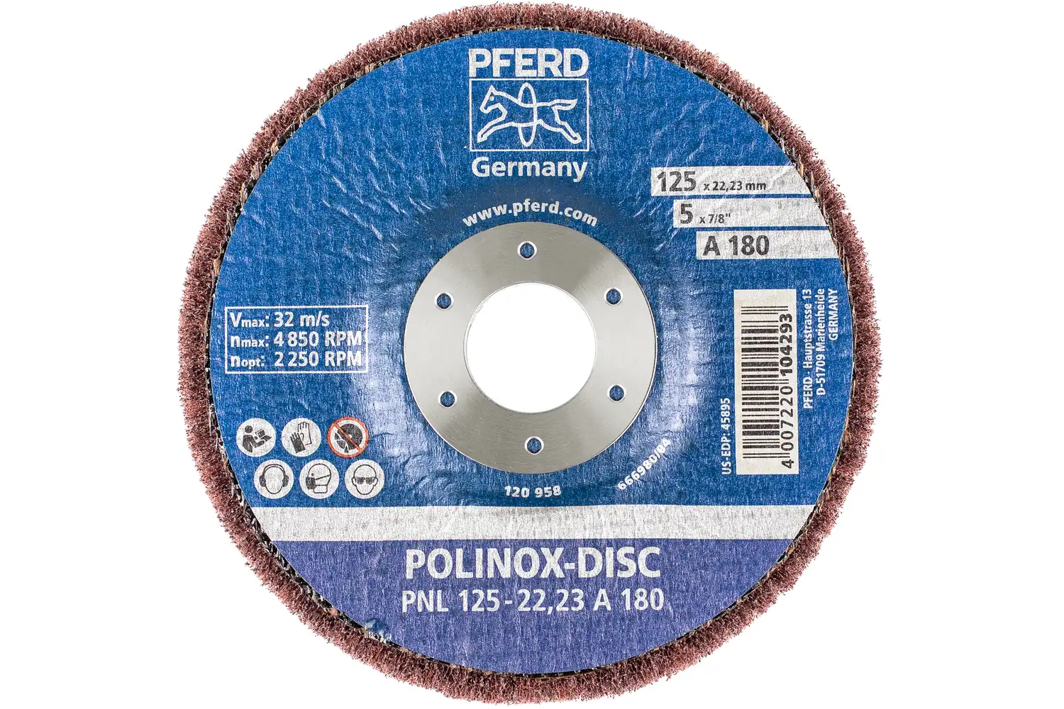 Corp abraziv nețesut cu tijă (POLINOX) PNL 125-22,23 A 180 3