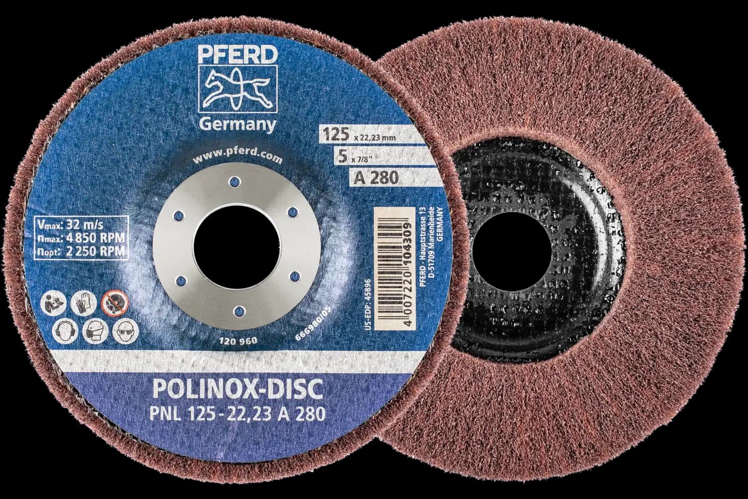 Corp abraziv nețesut cu tijă (POLINOX) PNL 125-22,23 A 280