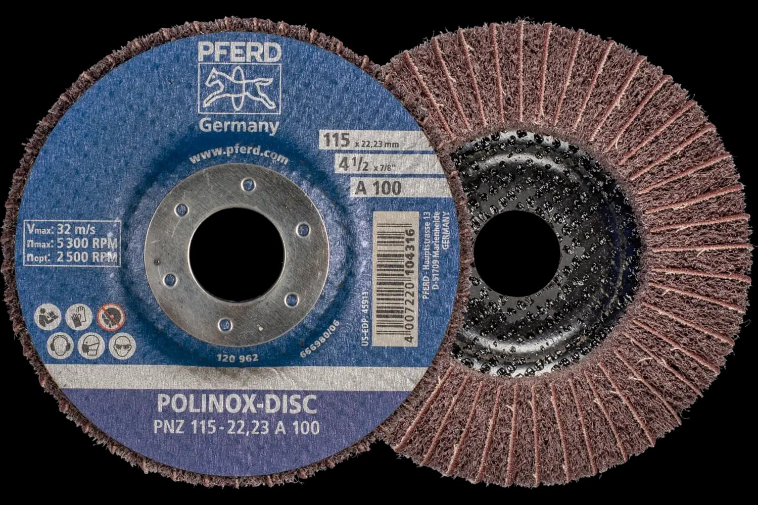 Corp abraziv nețesut cu tijă (POLINOX) PNZ 115-22,23 A 100