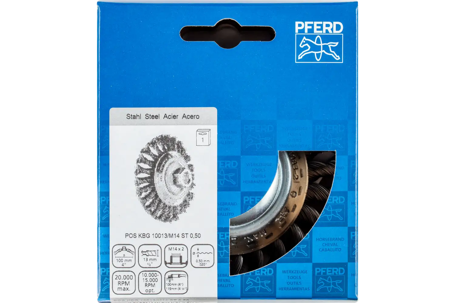 Perie industrială din sârmă de oțel POS KBG 10013/M14 ST 0,50 2