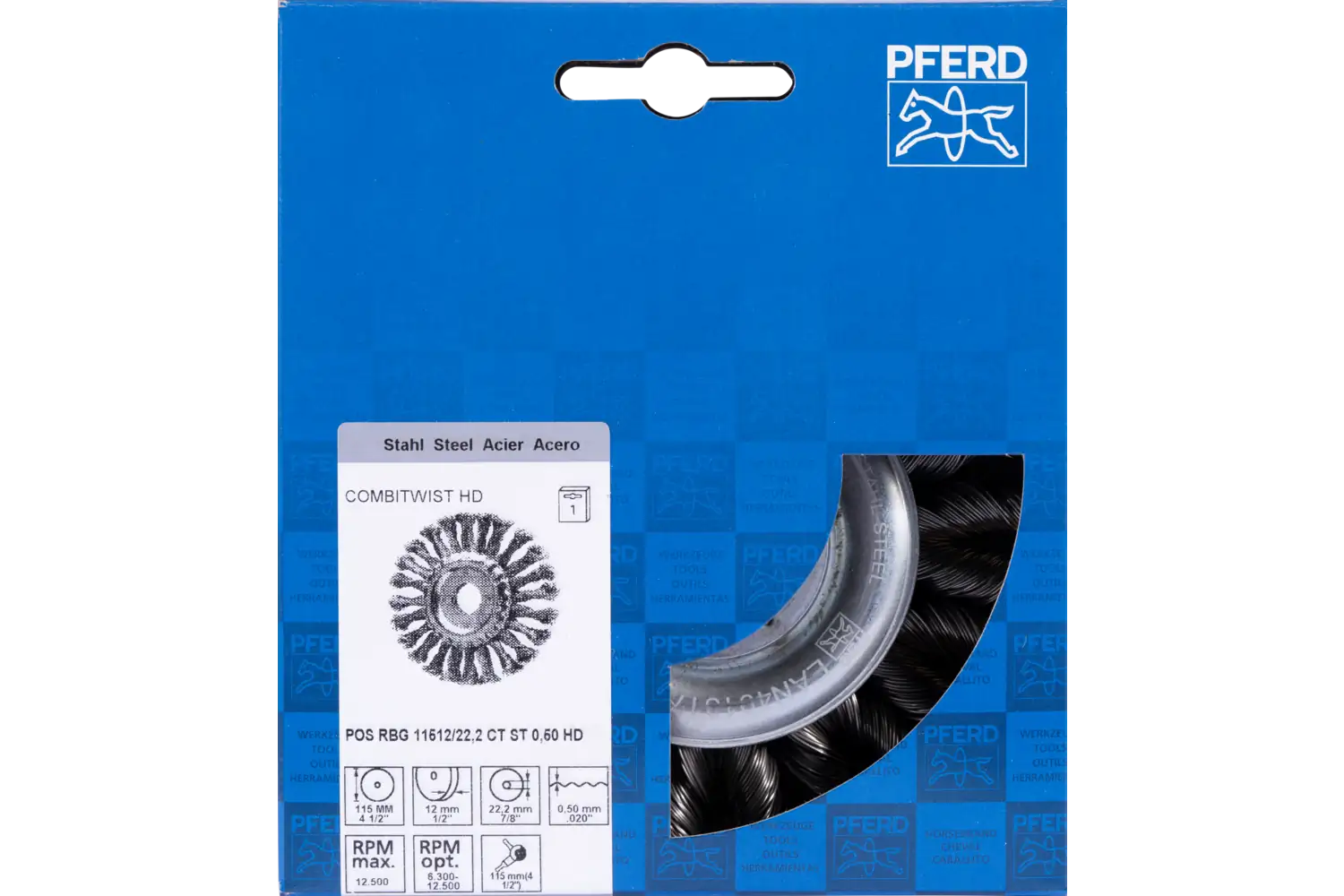 Perie circulară împletită (heavy-duty) din sârmă de oțel POS RBG 11512/22.2 CT ST 0.50 HD 2