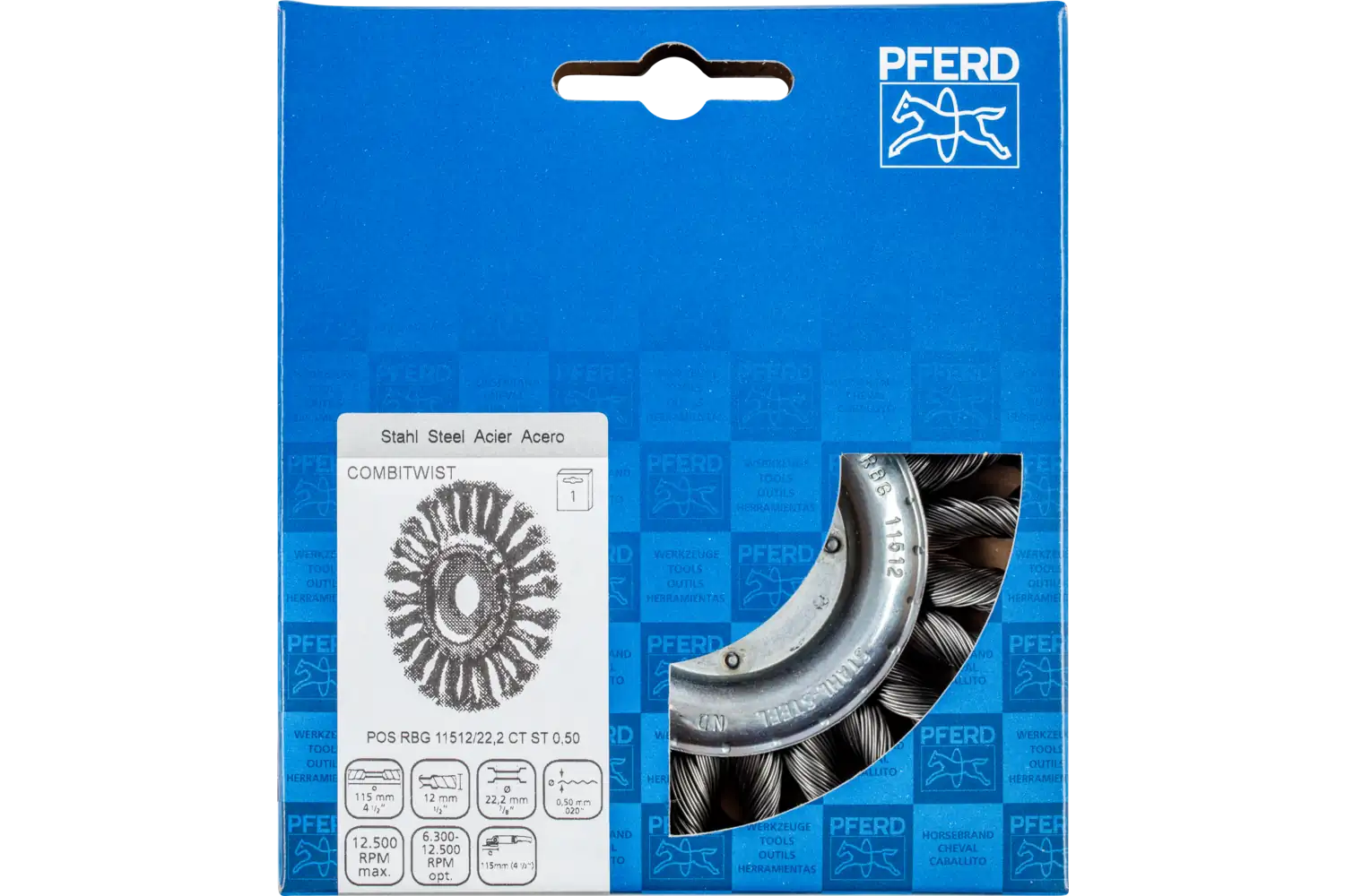 Perie circulară împletită (heavy-duty) din sârmă de oțel POS RBG 11512/22,2 CT ST 0,50 2