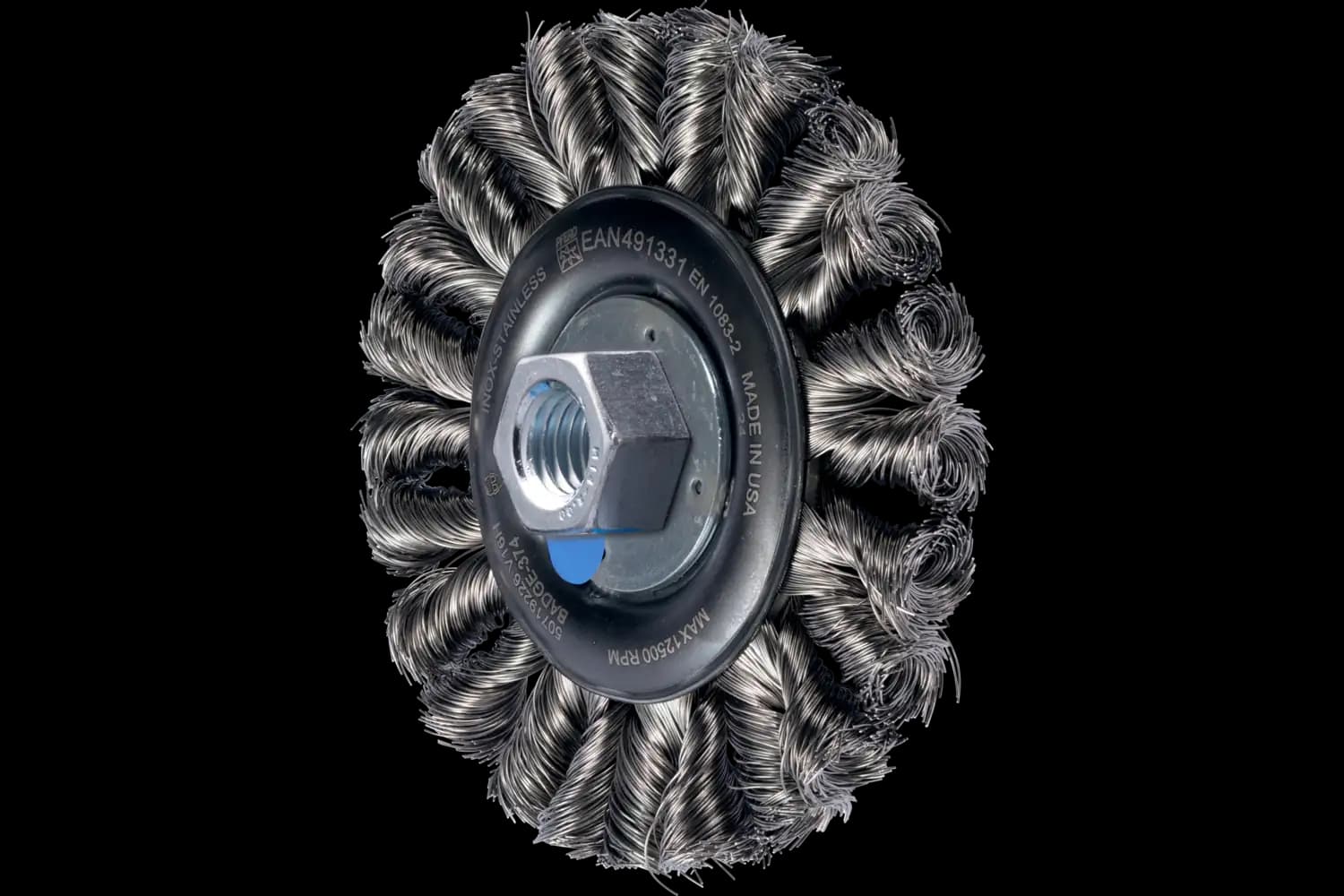 Perie circulară împletită (heavy-duty) din sârmă de oțel POS RBG 11512/M14 CT INOX 0.35 HD