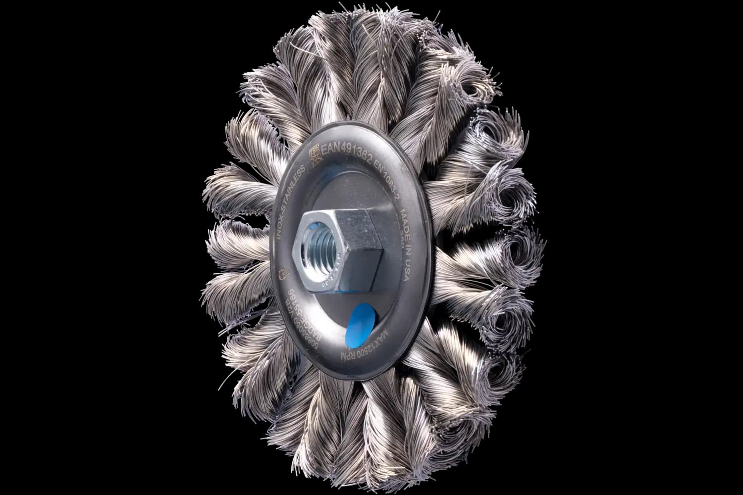 Perie circulară împletită (heavy-duty) din sârmă de oțel POS RBG 12512/M14 CT INOX 0.35 HD