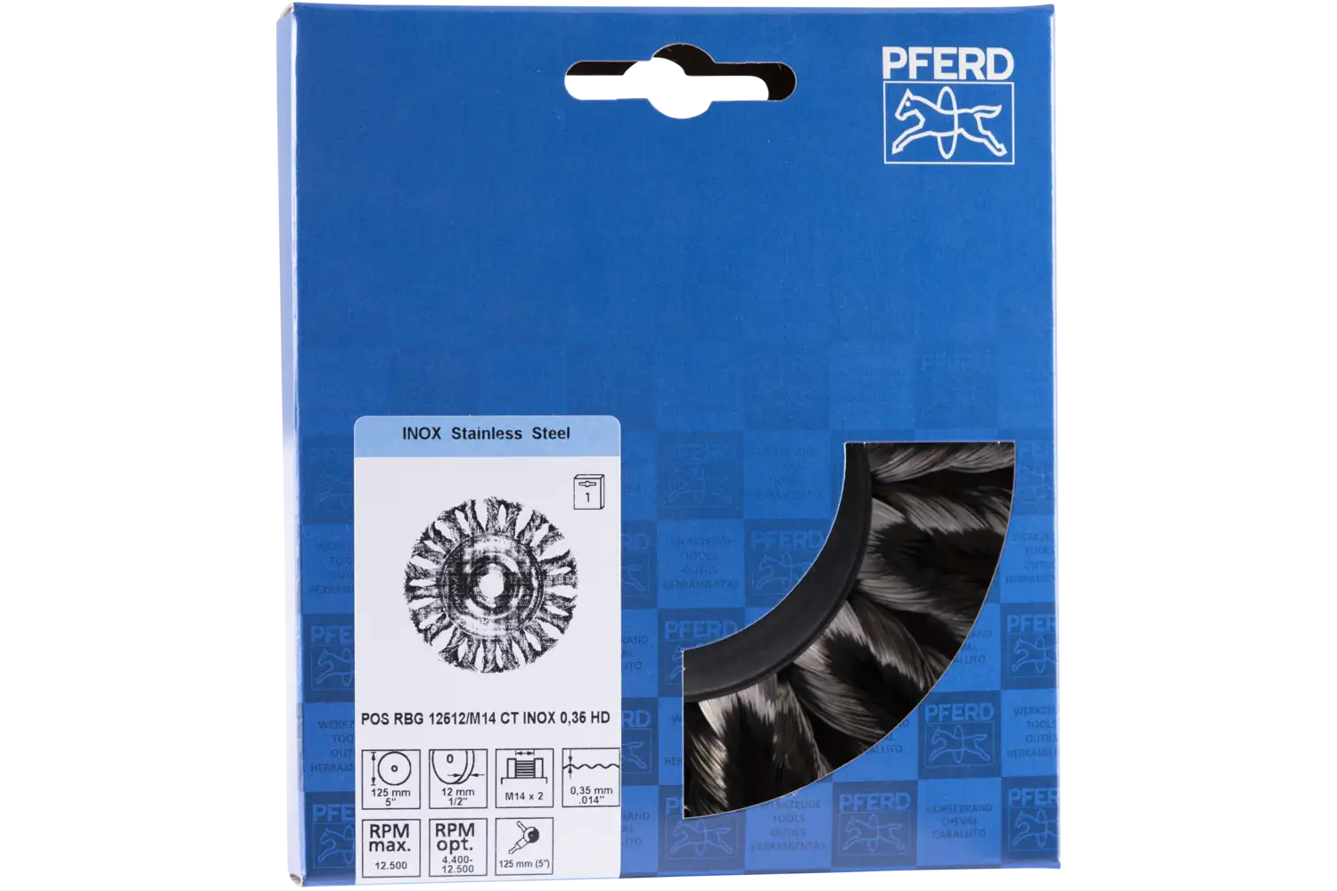 Perie circulară împletită (heavy-duty) din sârmă de oțel POS RBG 12512/M14 CT INOX 0.35 HD 2