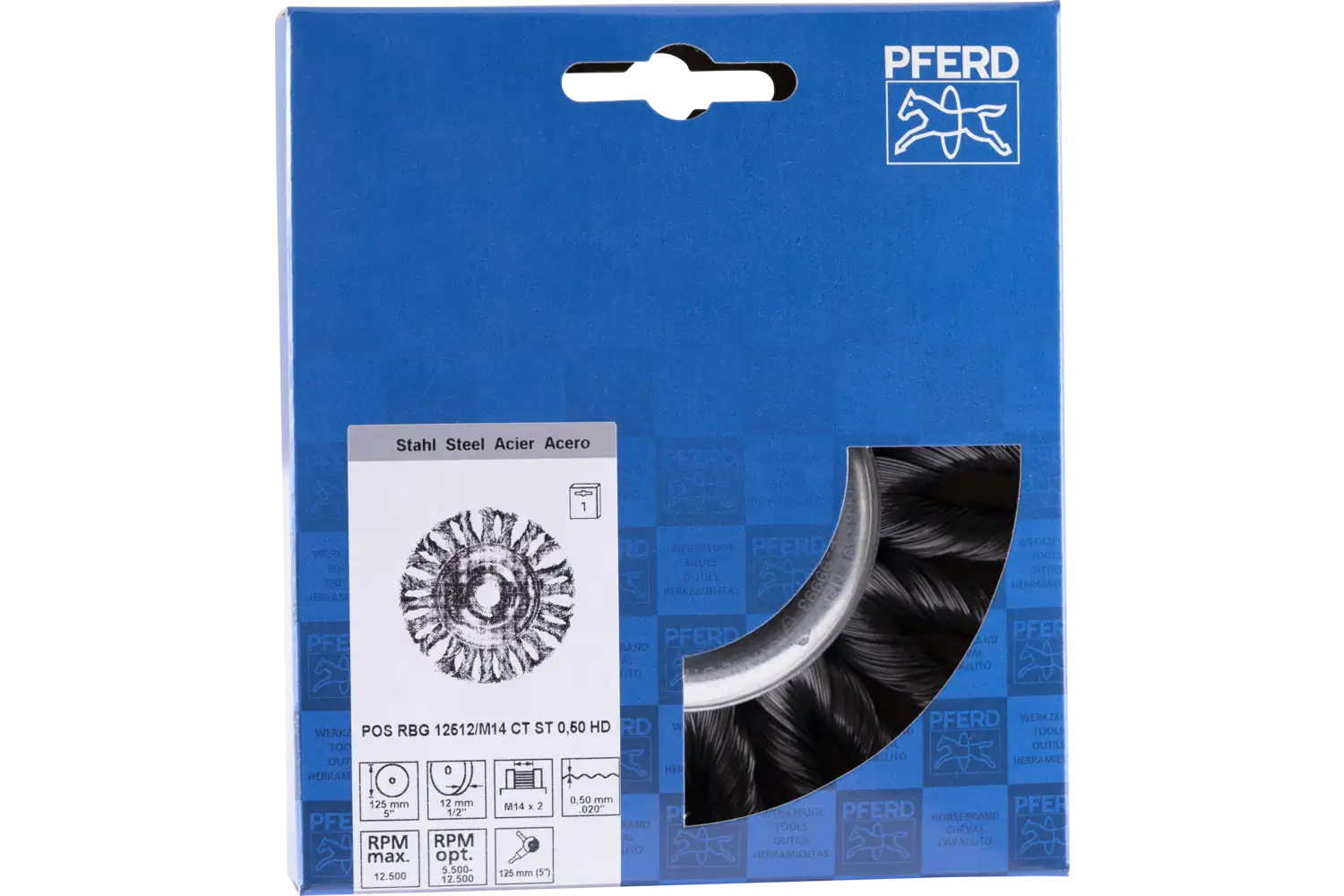 Perie circulară împletită (heavy-duty) din sârmă de oțel POS RBG 12512/M14 CT ST 0.50 HD 2