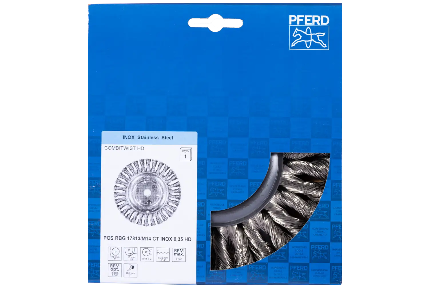 Perie circulară împletită (heavy-duty) din sârmă de oțel POS RBG 17813/M14 CT INOX 0.35 HD 2