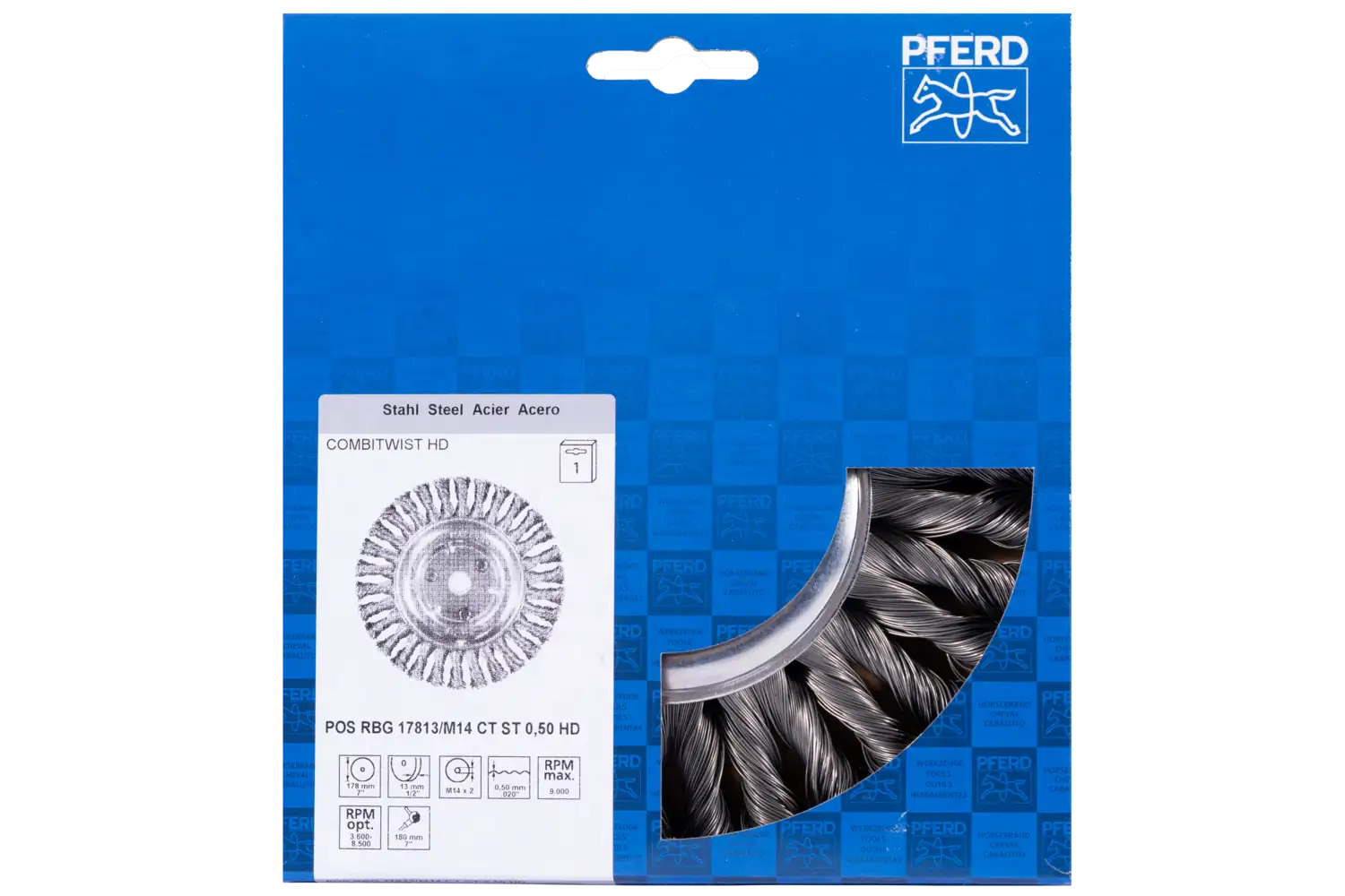 Perie circulară împletită (heavy-duty) din sârmă de oțel POS RBG 17813/M14 CT ST 0.50 HD 2