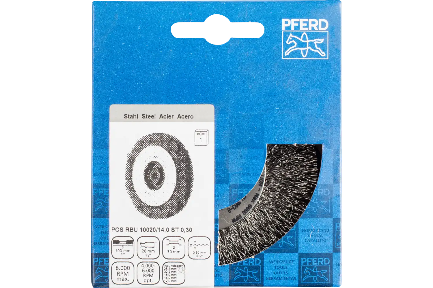 Perie circulară din sârmă de oțel POS RBU 10020/14,0 ST 0,30