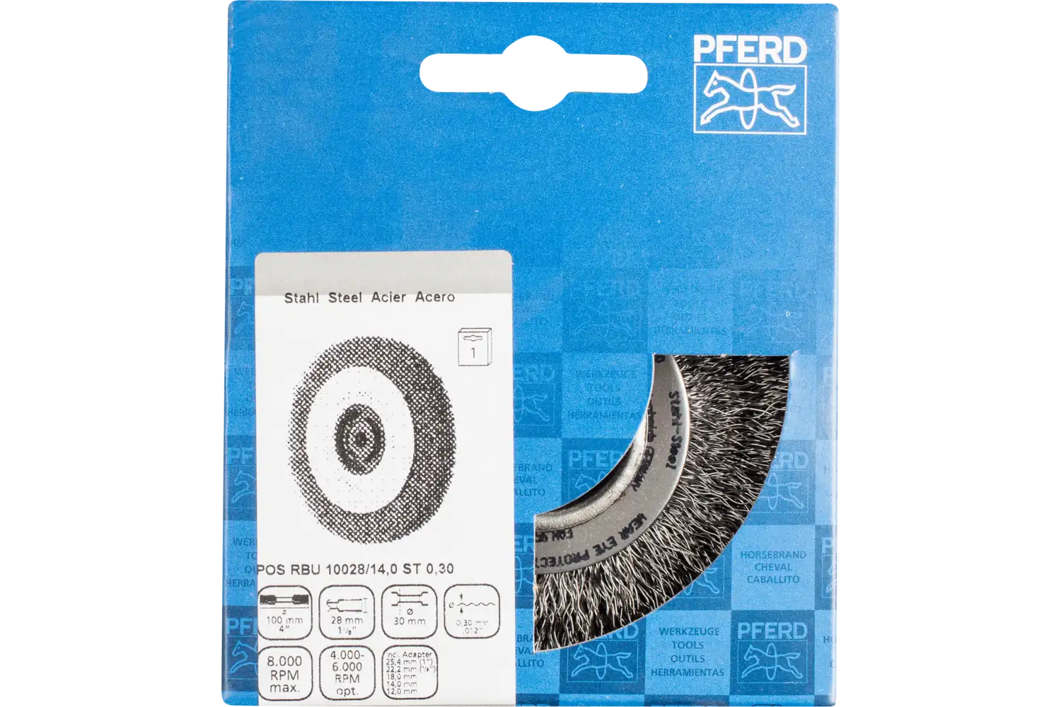 Perie circulară din sârmă de oțel POS RBU 10028/14,0 ST 0,30