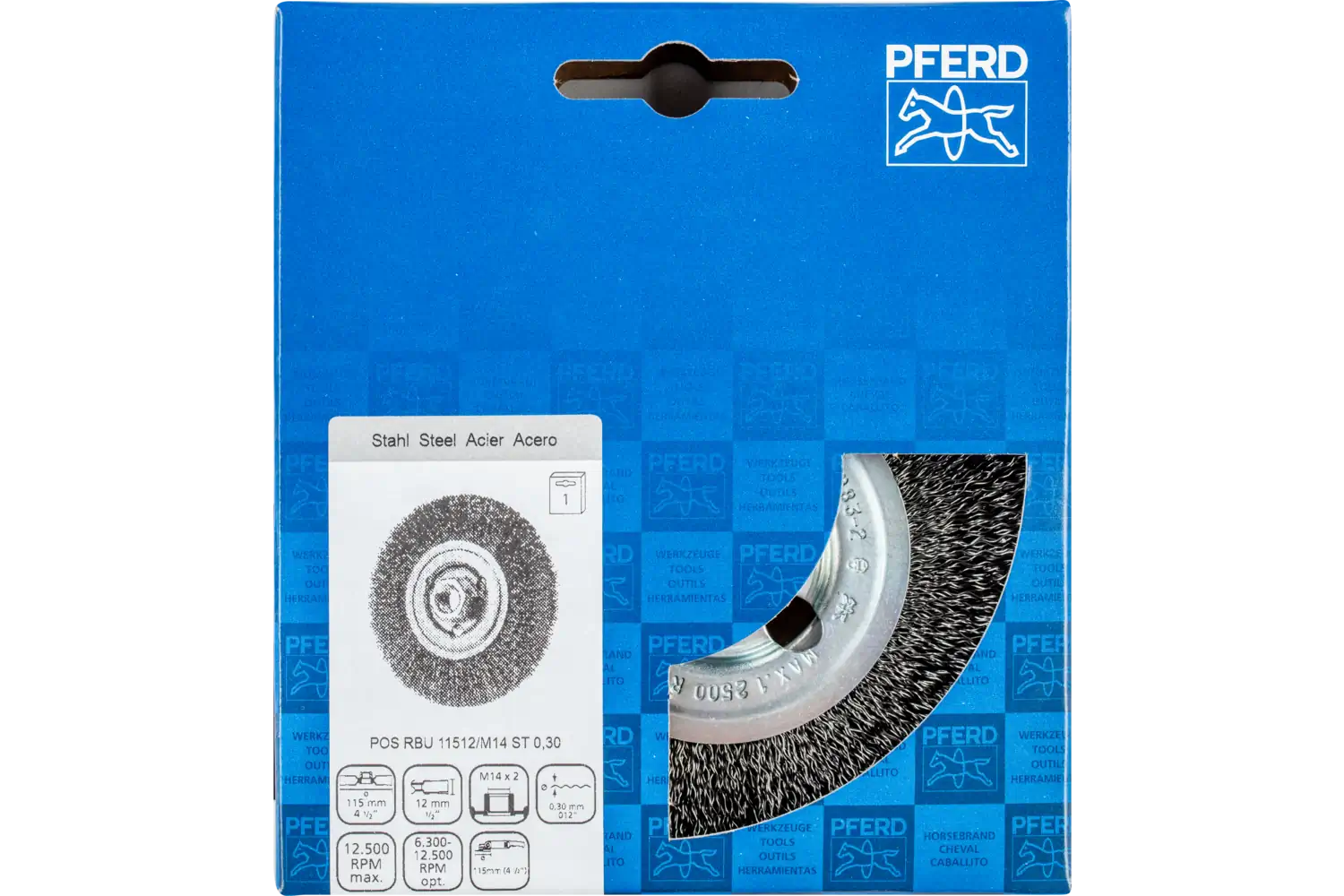 Perie circulară din sârmă de oțel POS RBU 11512/M14 ST 0,30 2