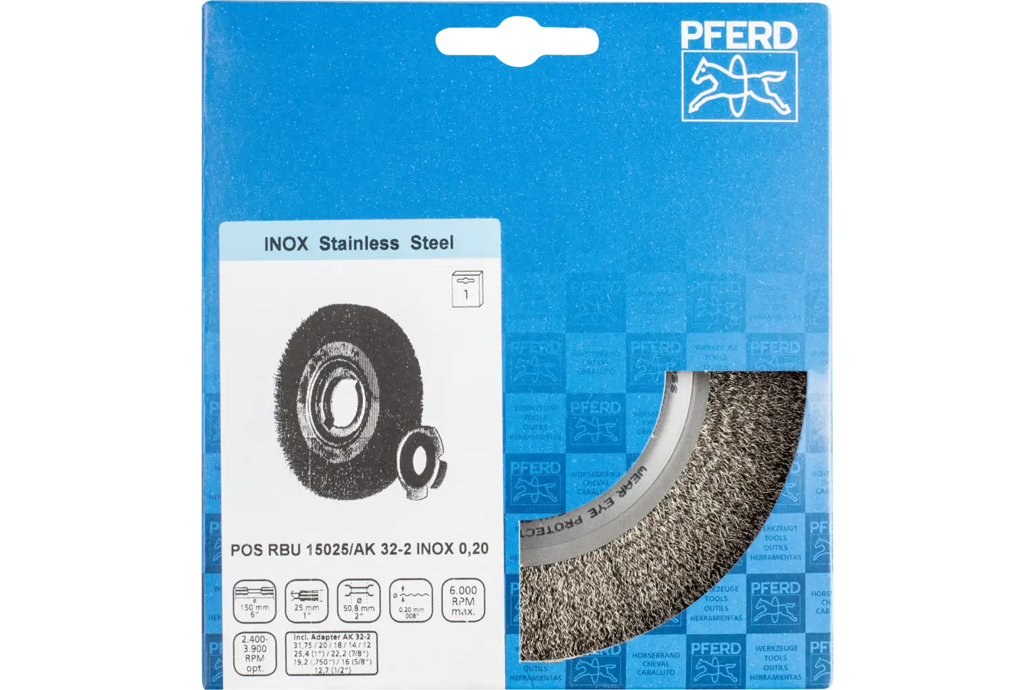 Perie circulară din sârmă de oțel POS RBU 15025/AK32-2 INOX 0,20 2