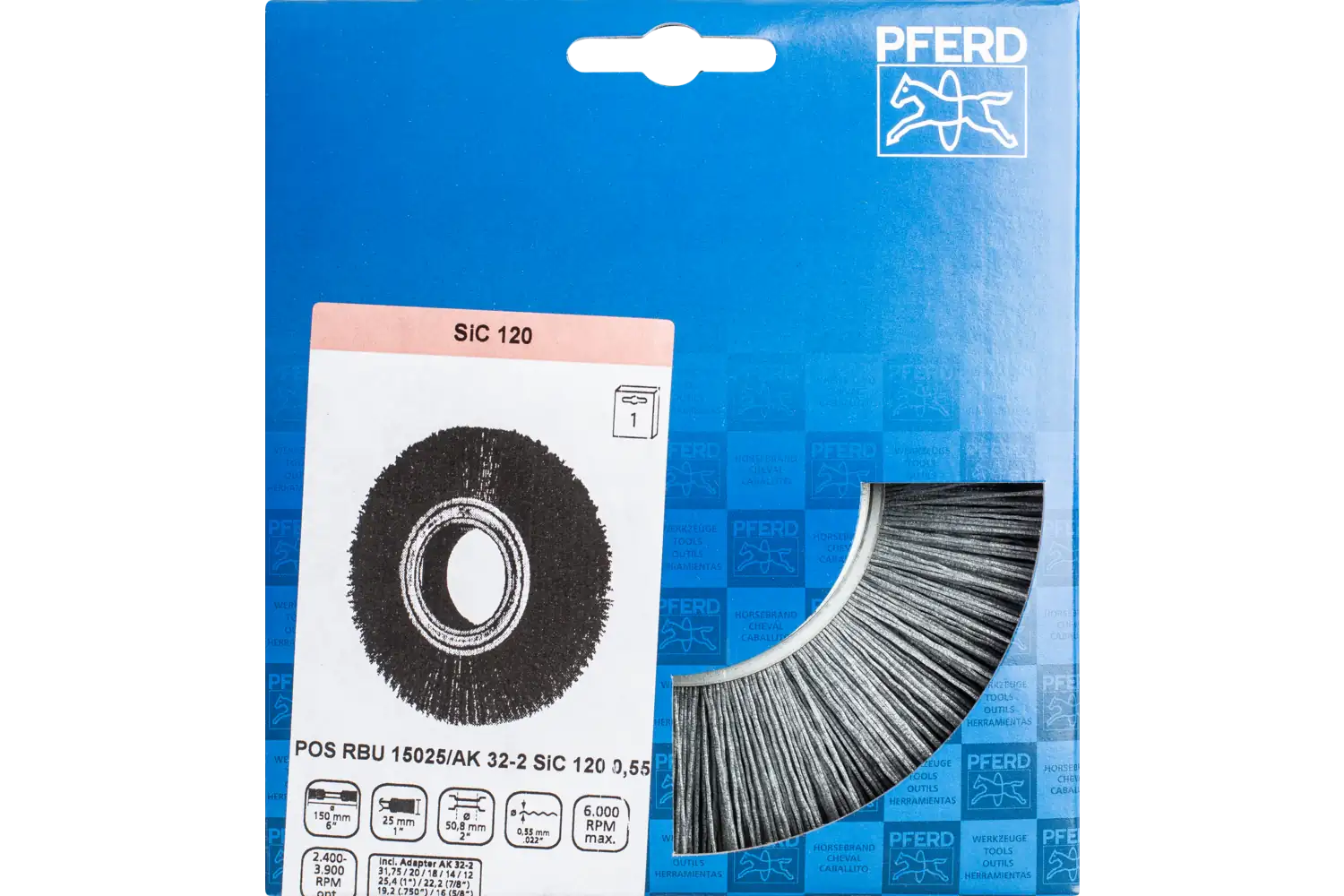 Perie circulară din sârmă de oțel POS RBU 15025/AK32-2 SiC 120 0,55 2