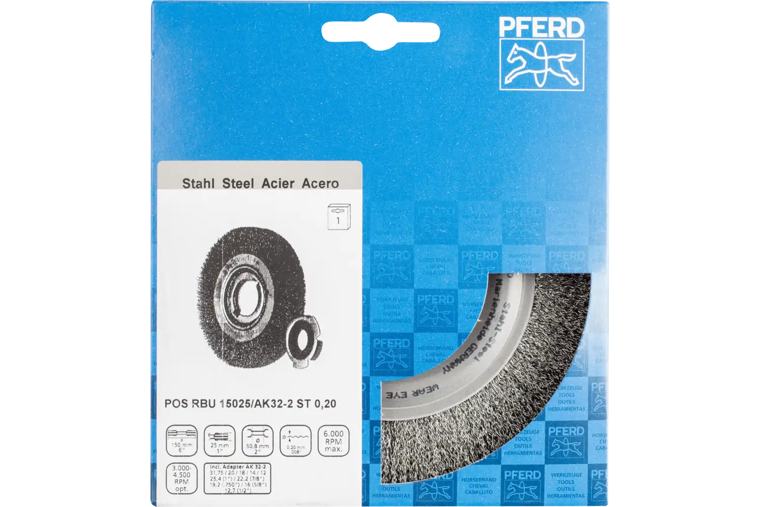 Perie circulară din sârmă de oțel POS RBU 15025/AK32-2 ST 0,20 2