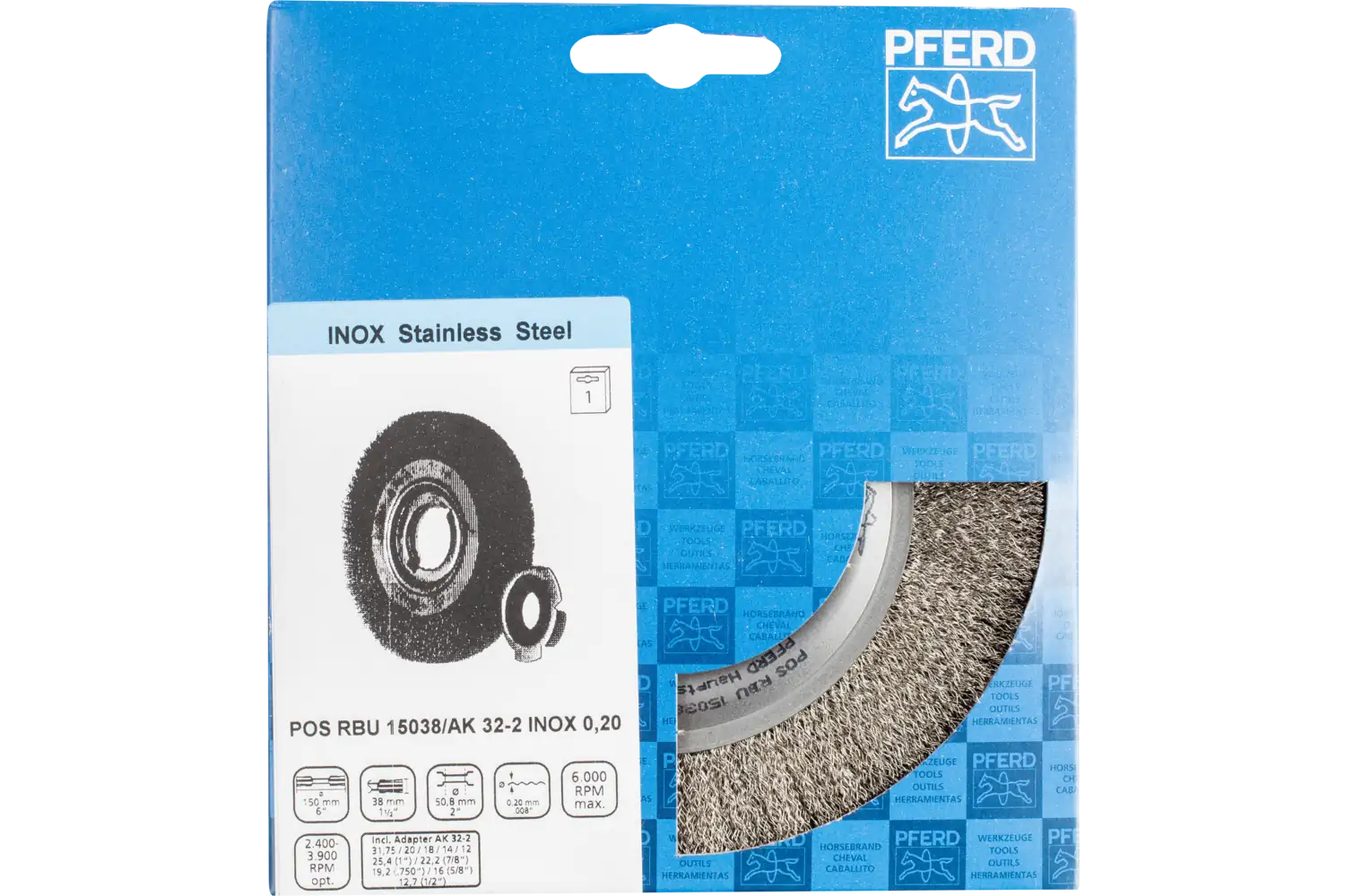 Perie circulară din sârmă de oțel POS RBU 15038/AK32-2 INOX 0,20 2