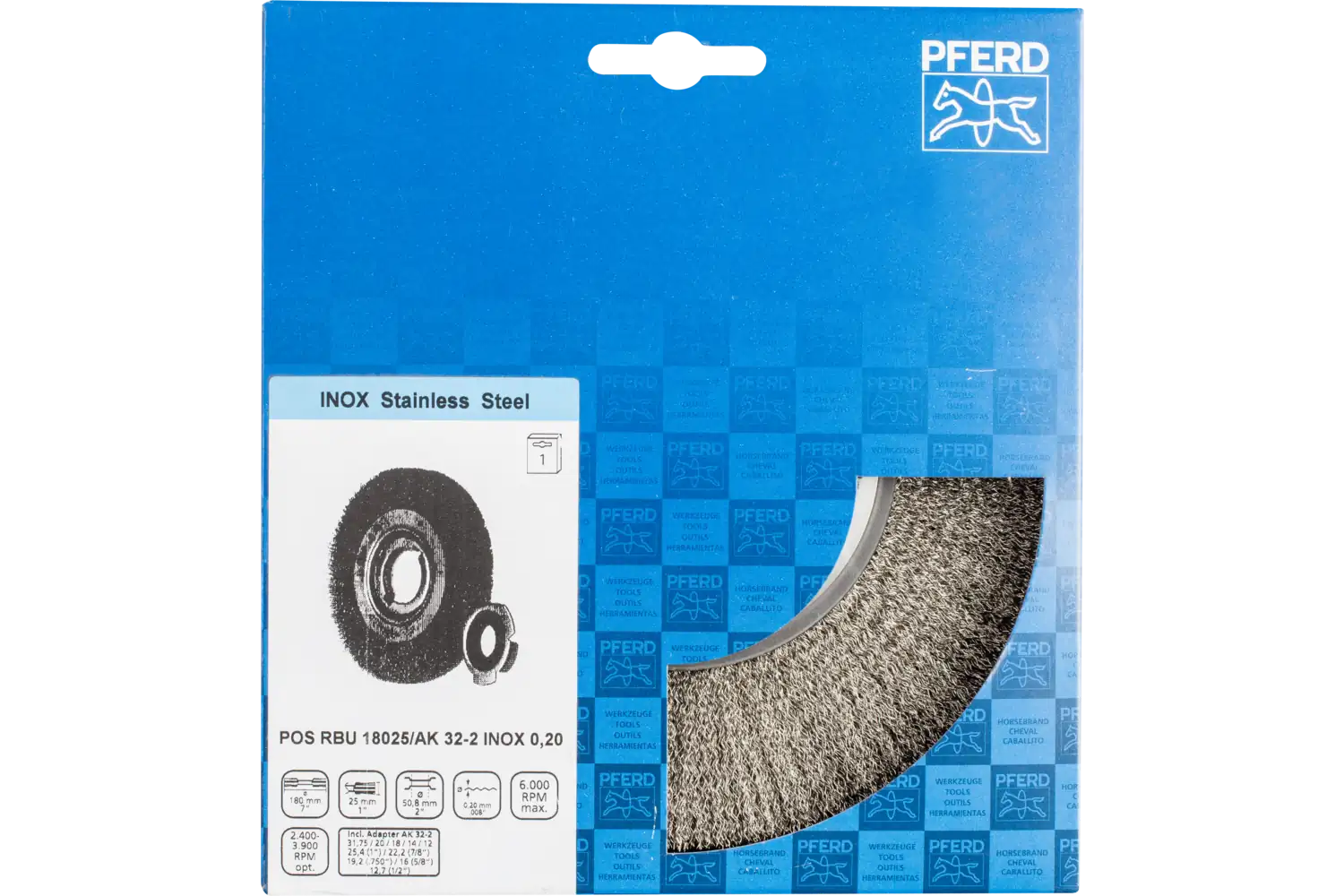 Perie circulară din sârmă de oțel POS RBU 18025/AK32-2 INOX 0,20 2