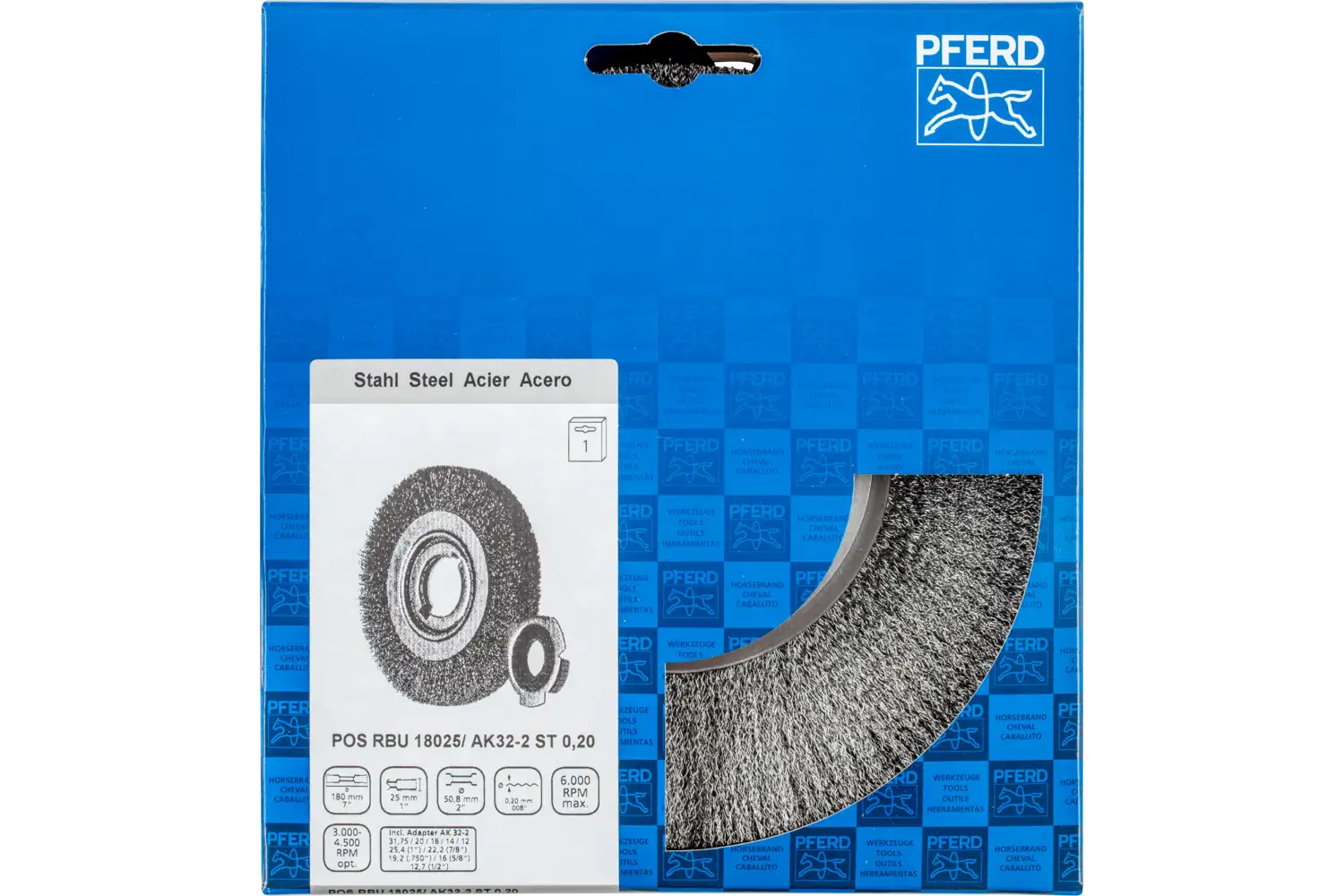 Perie circulară din sârmă de oțel POS RBU 18025/AK32-2 ST 0,20 2