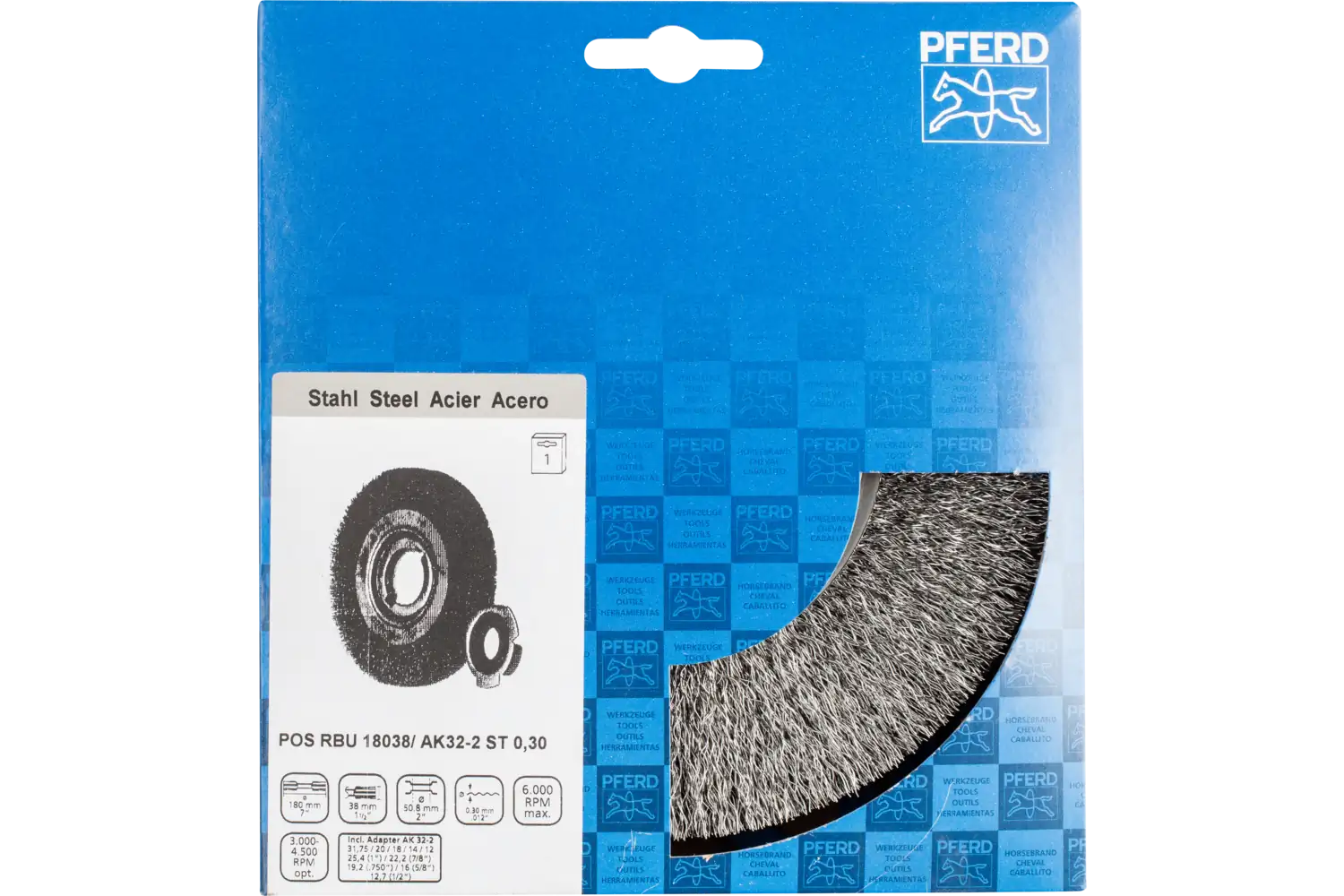 Perie circulară din sârmă de oțel POS RBU 18038/AK32-2 ST 0,30 2