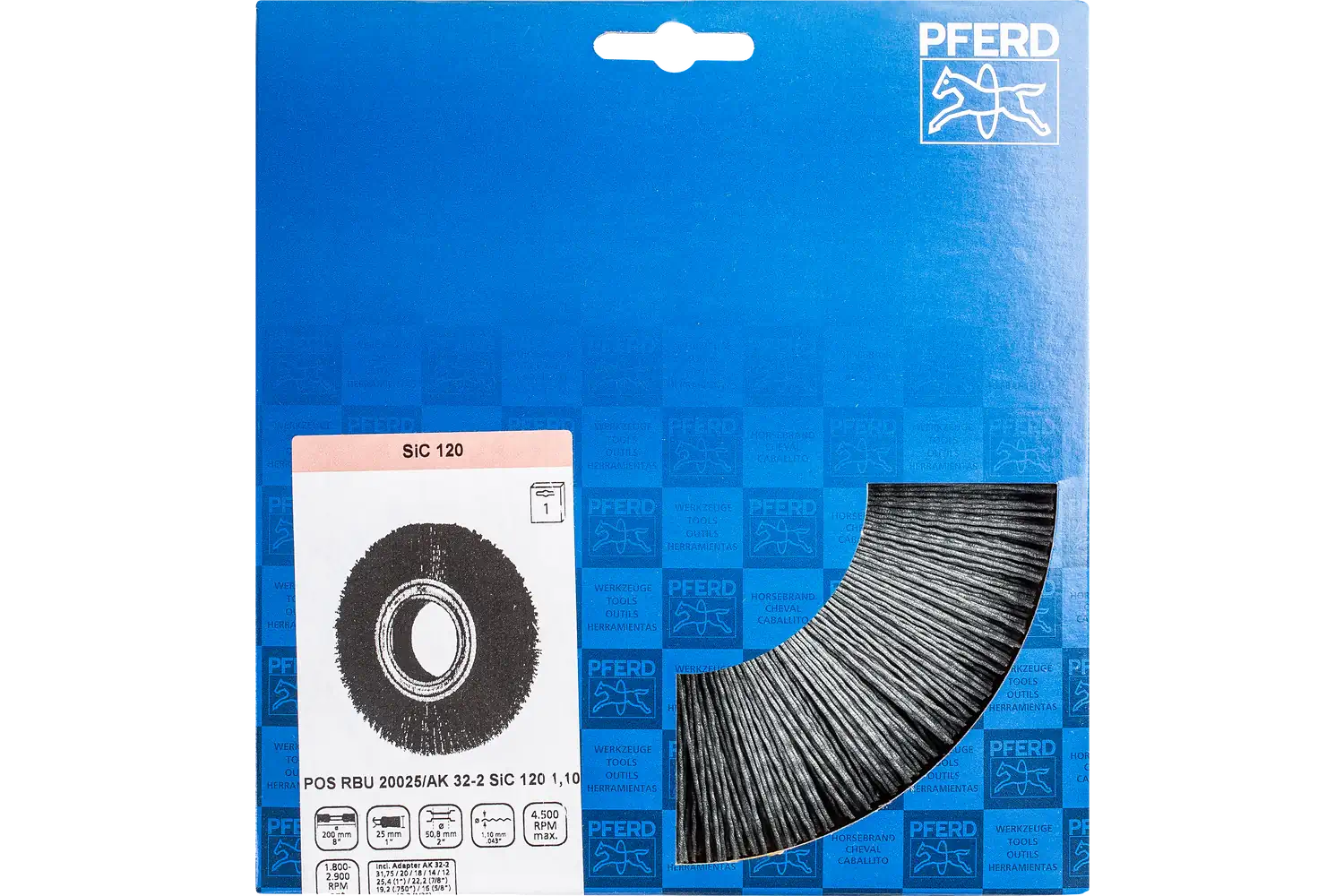Perie circulară din sârmă de oțel POS RBU 20025/AK32-2 SiC 120 1,10 2