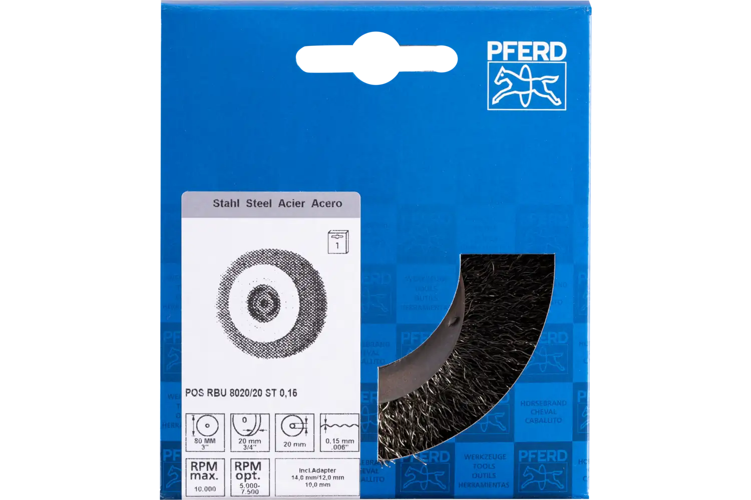 Perie circulară din sârmă de oțel POS RBU 8020/20 ST 0,15