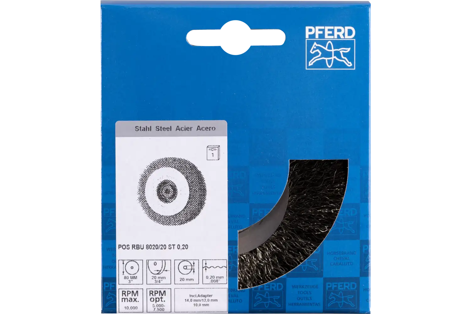 Perie circulară din sârmă de oțel POS RBU 8020/20 ST 0,20