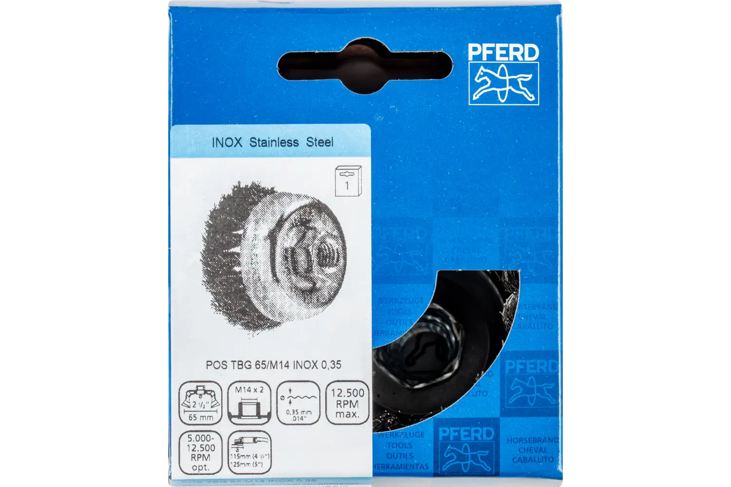 Perie tip oală împletită din sârmă de oțel POS TBG 65/M14 INOX 0,35 2