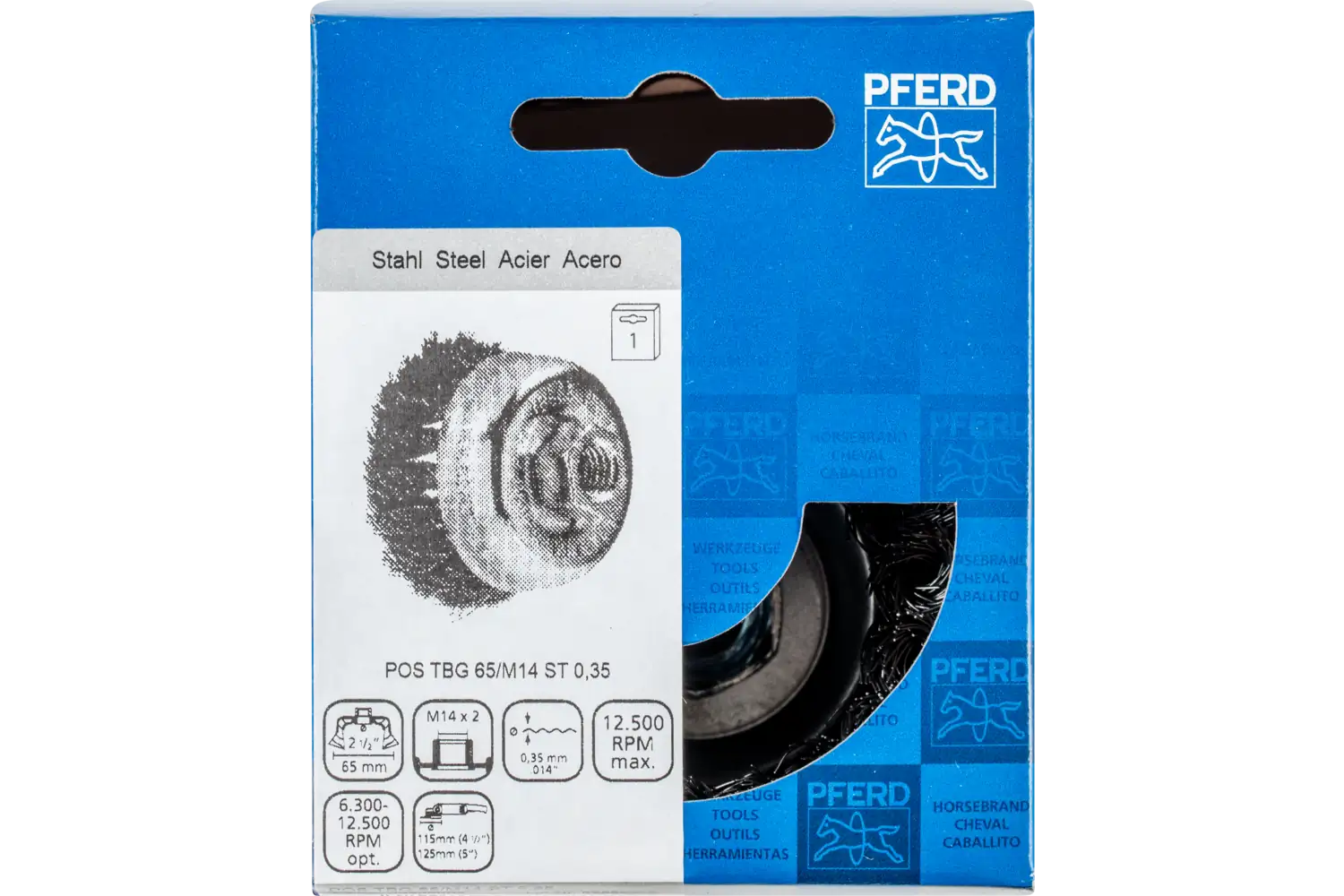 Perie tip oală împletită din sârmă de oțel POS TBG 65/M14 ST 0,35 2