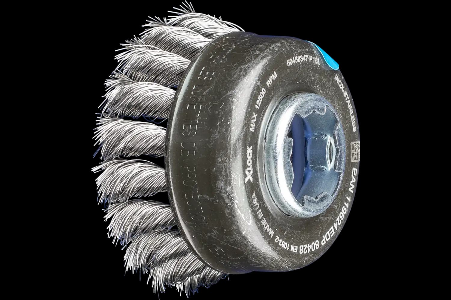 Perie tip oală împletită din sârmă de oțel POS TBG 65/X-LOCK INOX 0,35