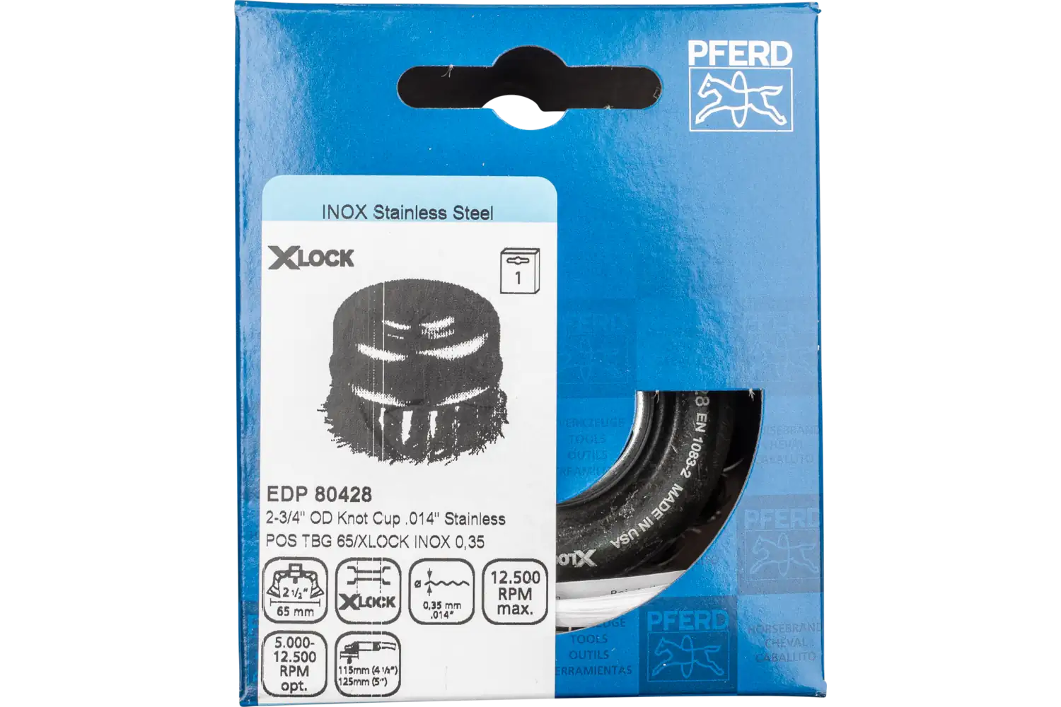 Perie tip oală împletită din sârmă de oțel POS TBG 65/X-LOCK INOX 0,35 2