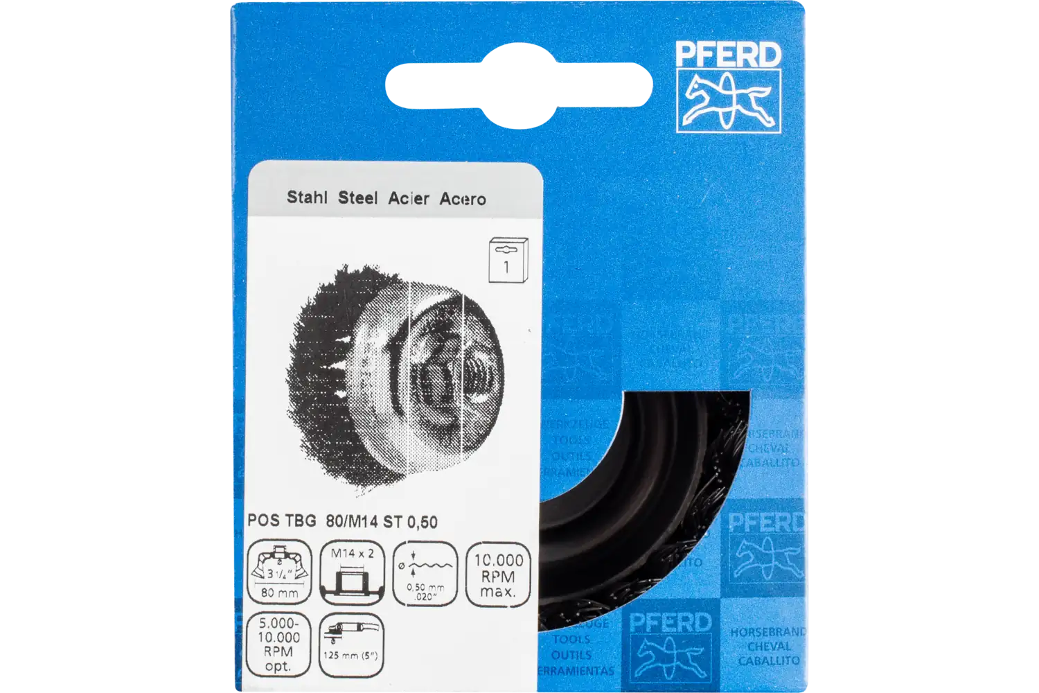 Perie tip oală împletită din sârmă de oțel POS TBG 80/M14 ST 0,50 2