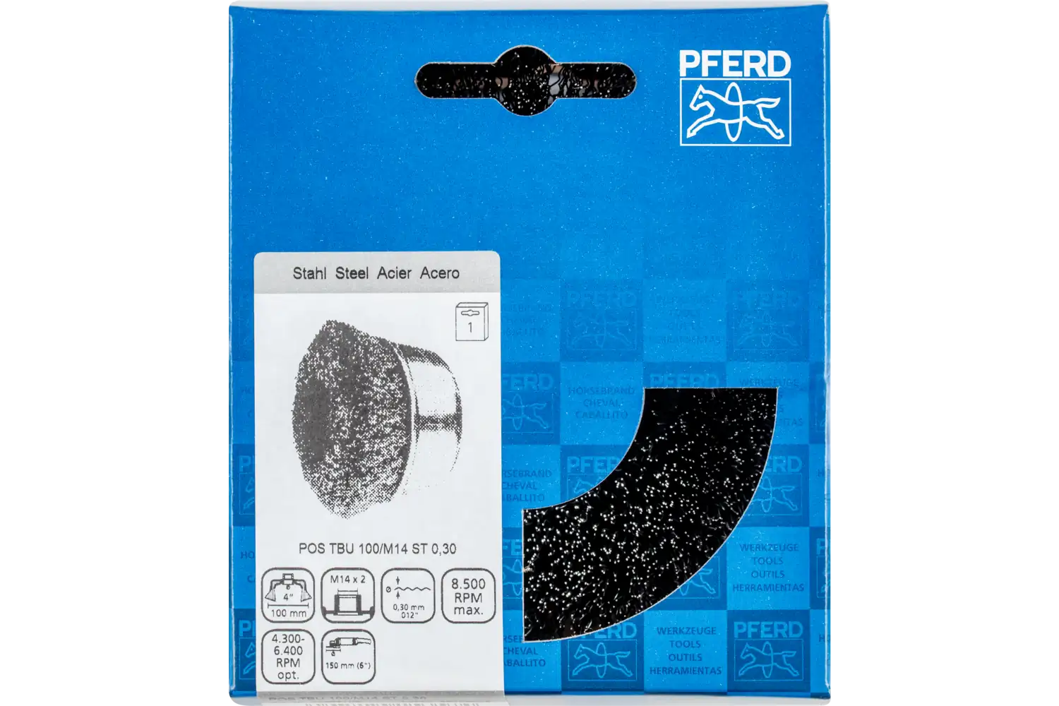 Perie tip oală din sârmă de oțel POS TBU 100/M14 ST 0,30 2