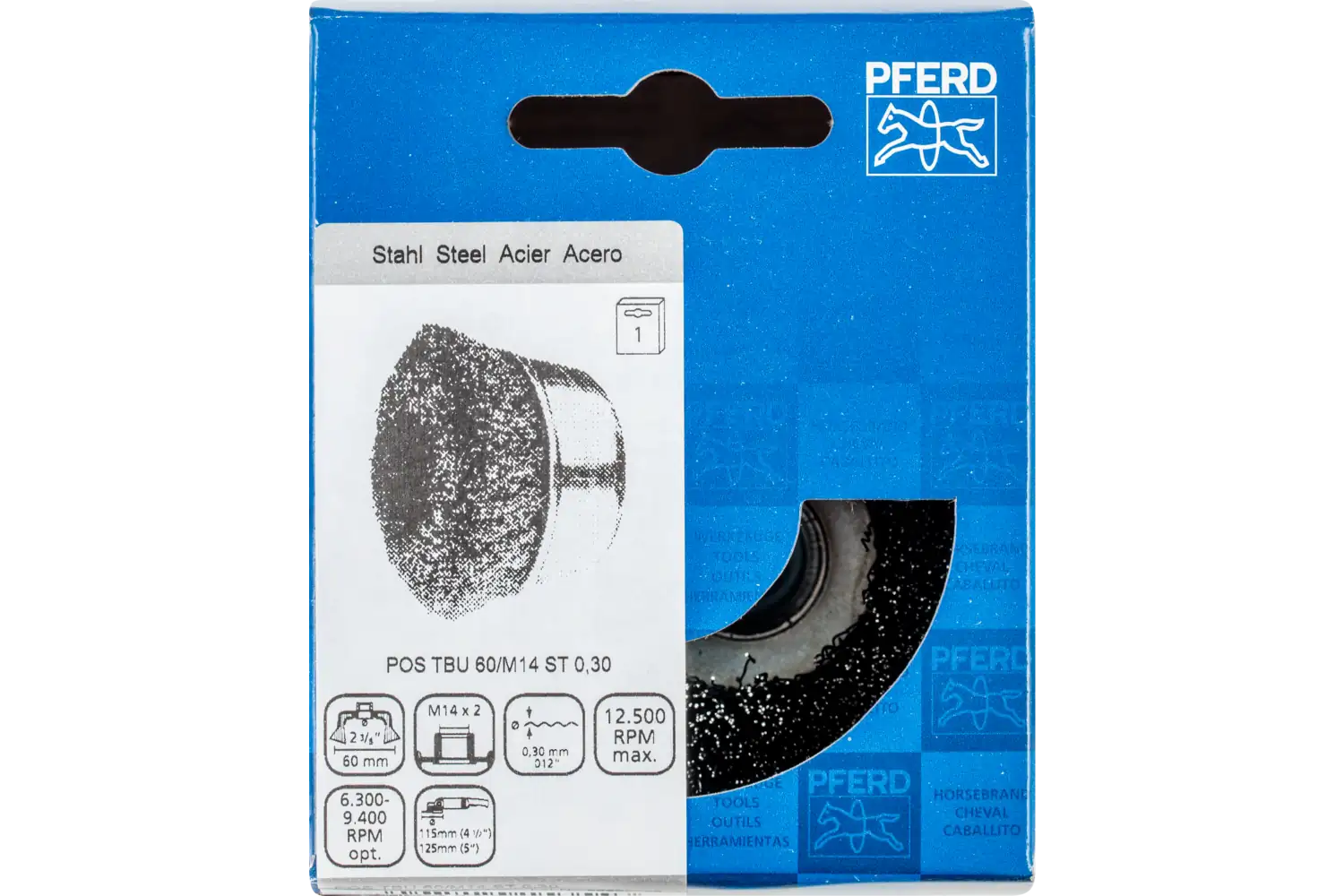 Perie tip oală din sârmă de oțel POS TBU 60/M14 ST 0,30 2