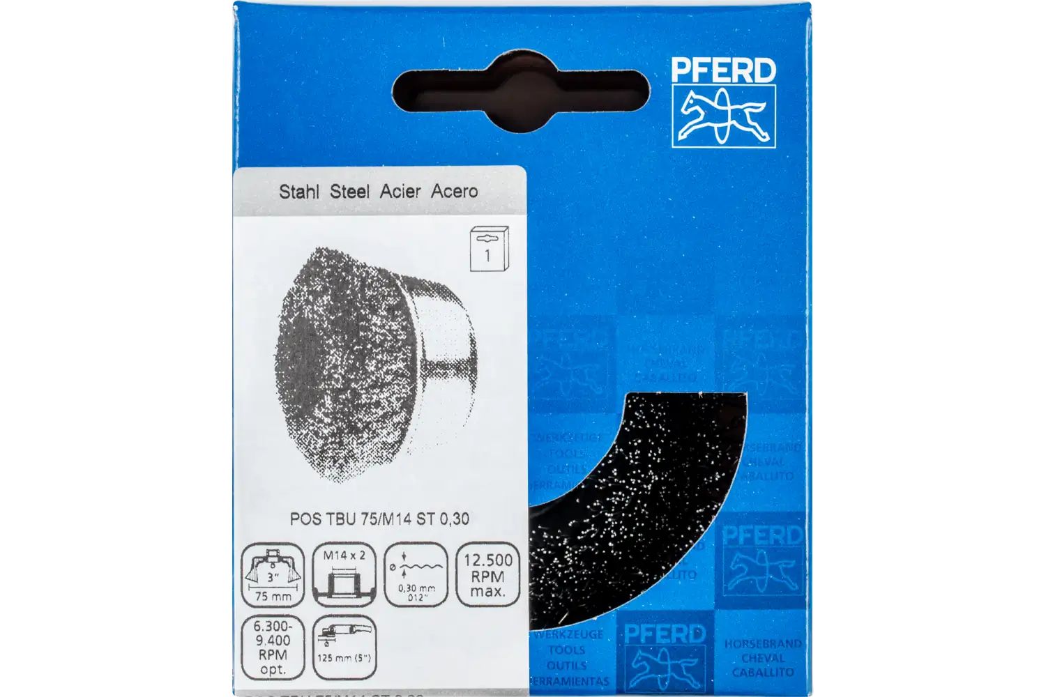 Perie tip oală din sârmă de oțel POS TBU 75/M14 ST 0,30 2