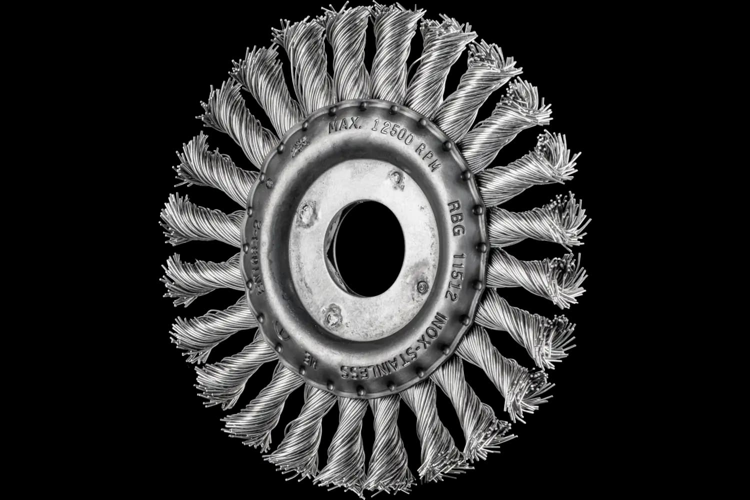 Perie circulară împletită (heavy-duty) din sârmă de oțel POS RBG 11512/22,2 INOX 0,50