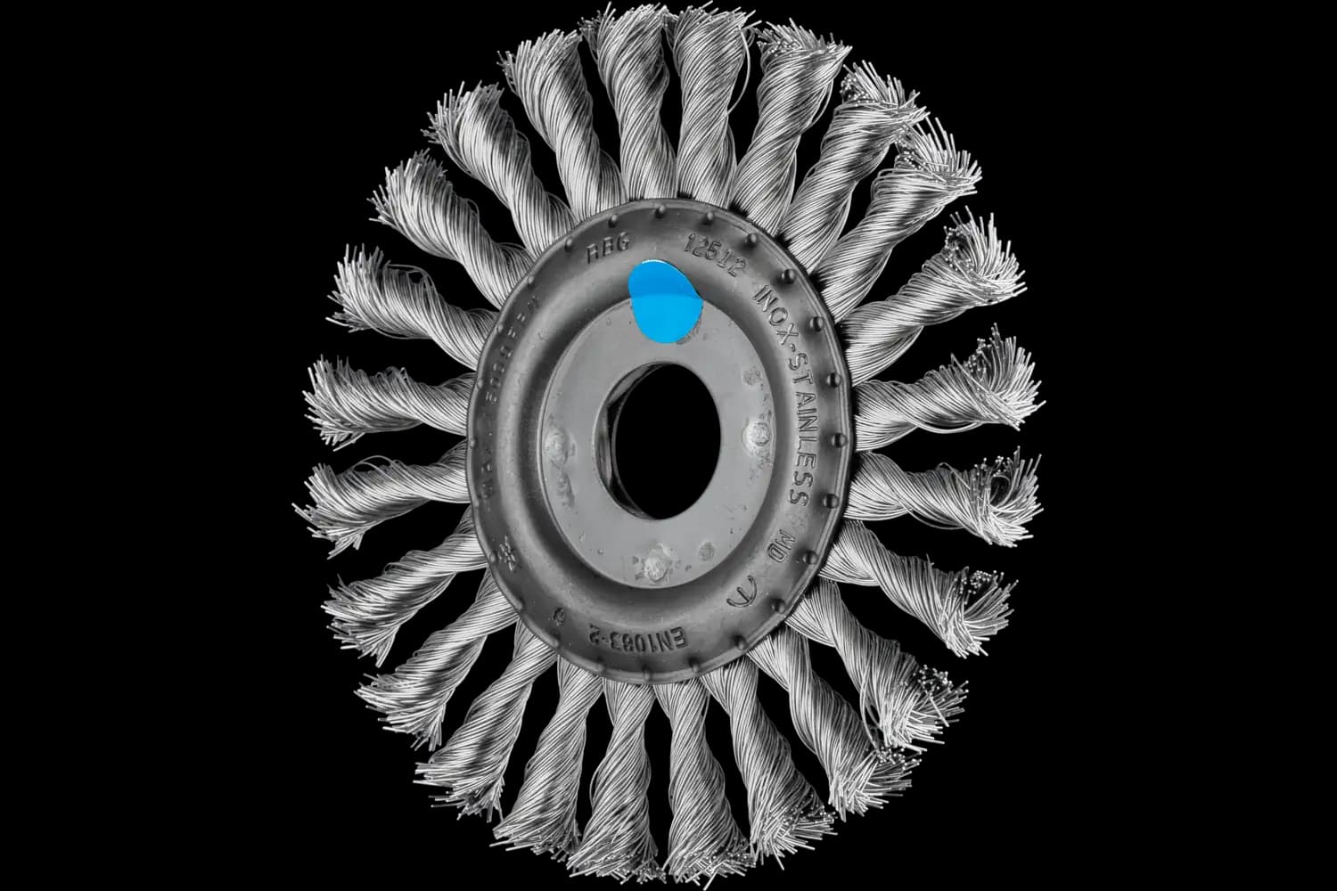 Perie circulară împletită (heavy-duty) din sârmă de oțel POS RBG 12512/22,2 INOX 0,35