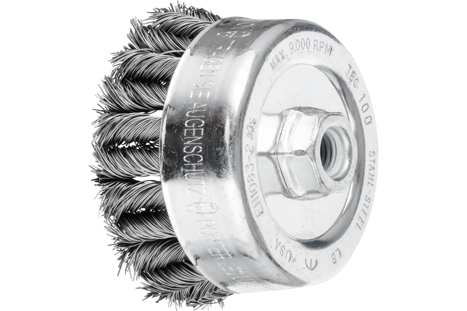 Perie tip oală împletită din sârmă de oțel inox TBG 100/M14 CT ST 0,50