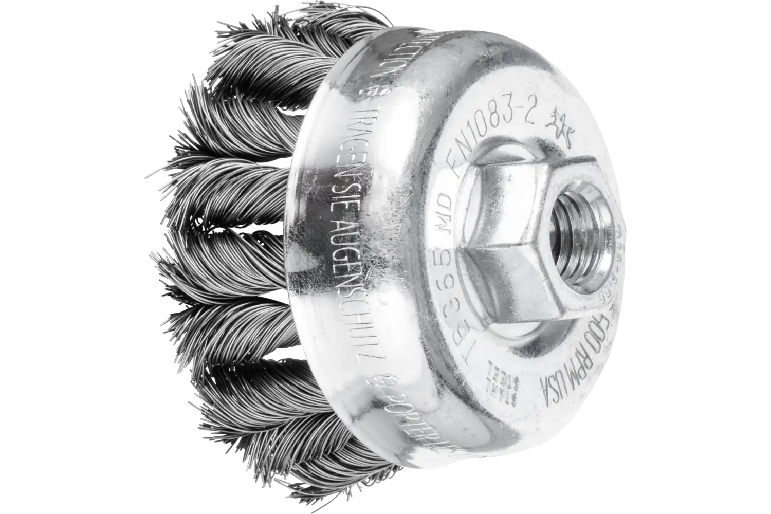Perie tip oală împletită din sârmă de oțel inox TBG 65/M14 CT ST 0,35