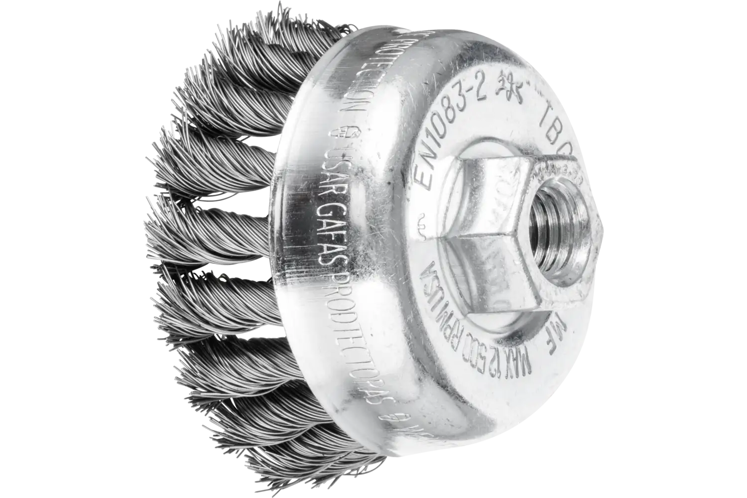 Perie tip oală împletită din sârmă de oțel inox TBG 65/M14 ST 0,35