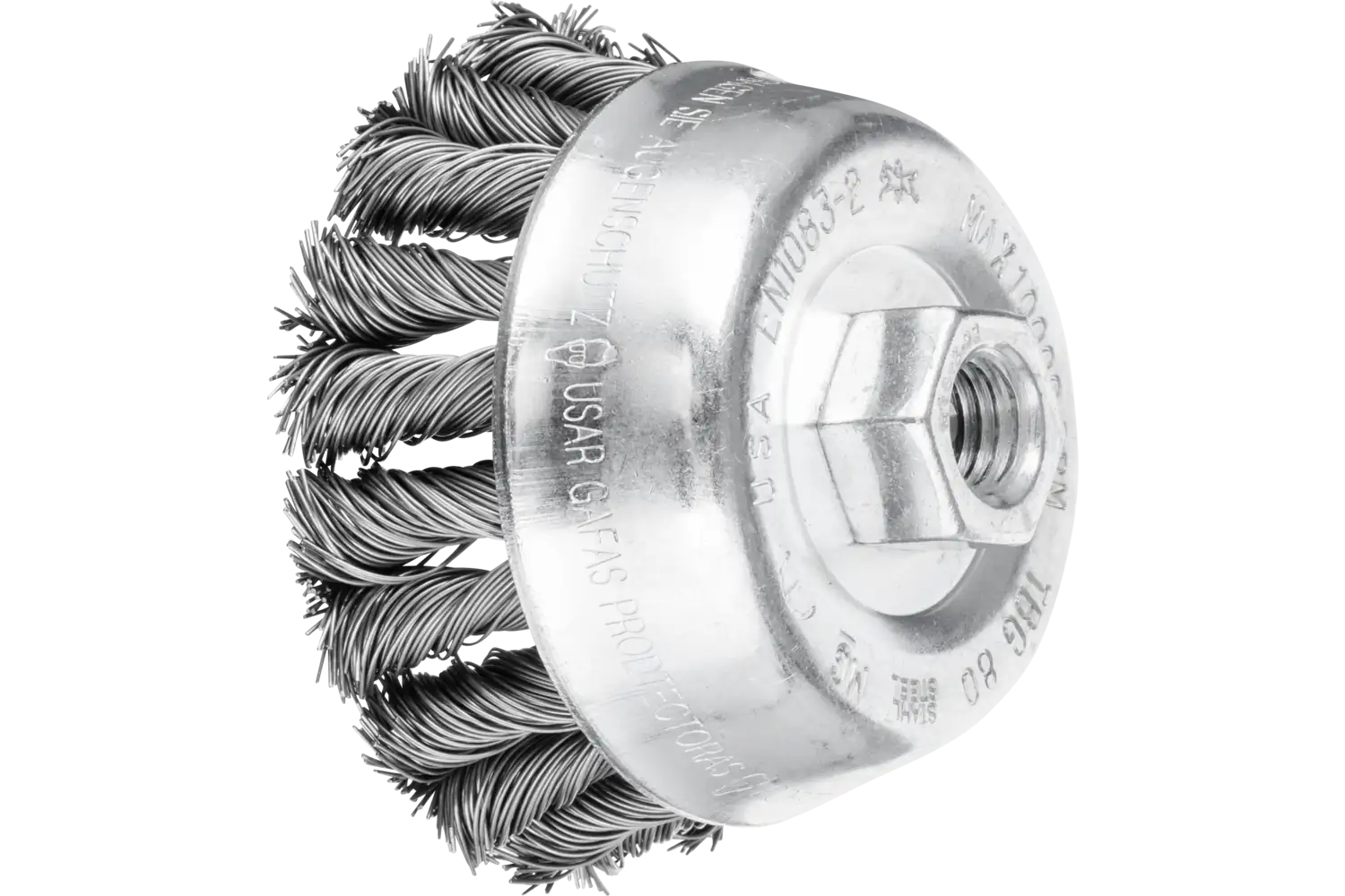 Perie tip oală împletită din sârmă de oțel inox TBG 80/M14 CT ST 0,50