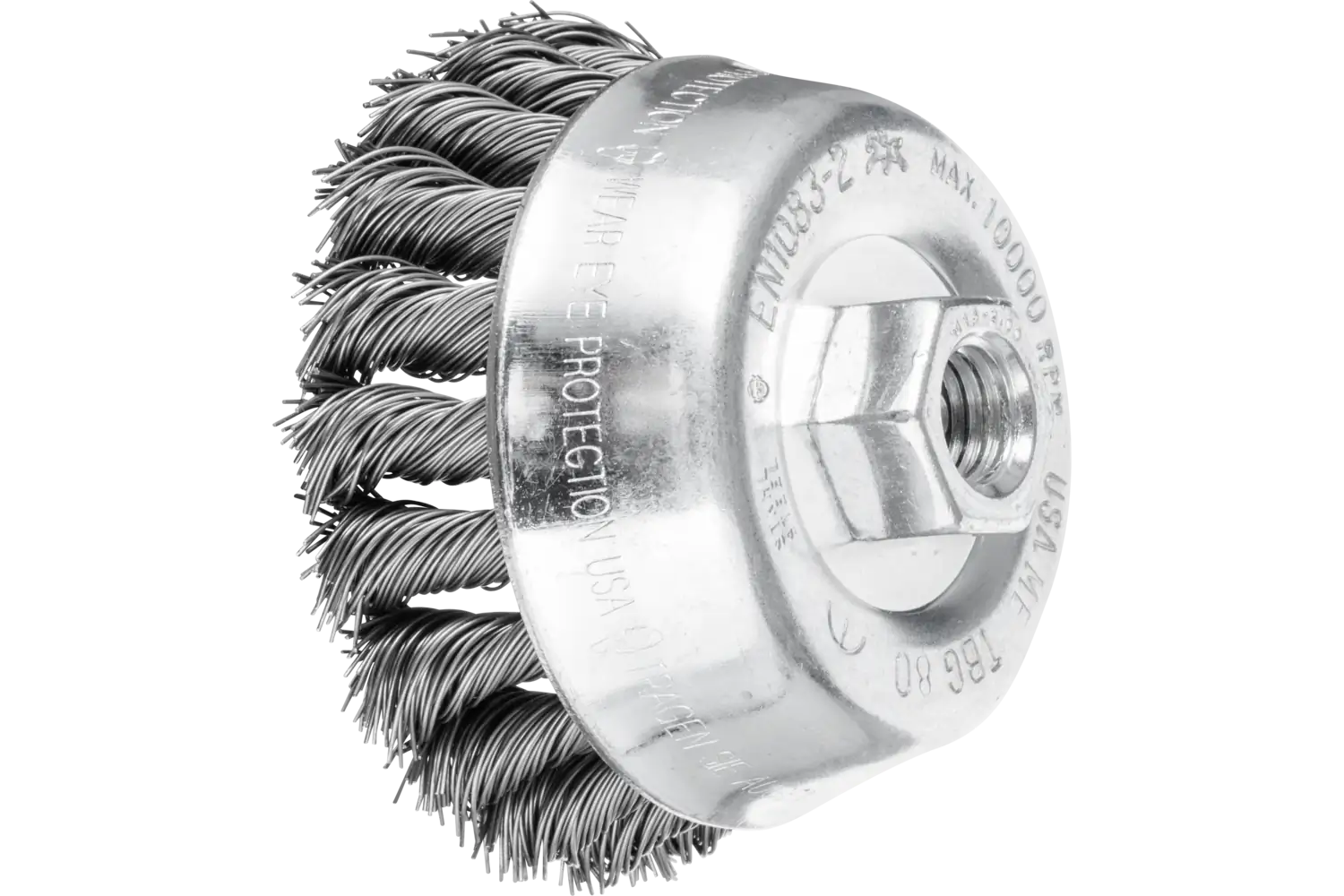 Perie tip oală împletită din sârmă de oțel inox TBG 80/M14 ST 0,50
