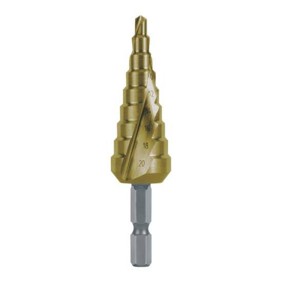 Burghiu treptat, HSS, TiN, canelat spiralat cu varf ras incrucisat 101050-9TH 3