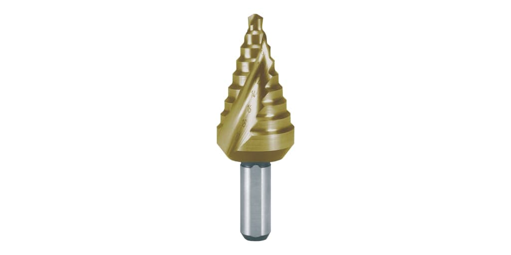 Burghiu treptat, HSS, TiN, canelat spiralat cu varf ras incrucisat, varianta scurta 101061T 2