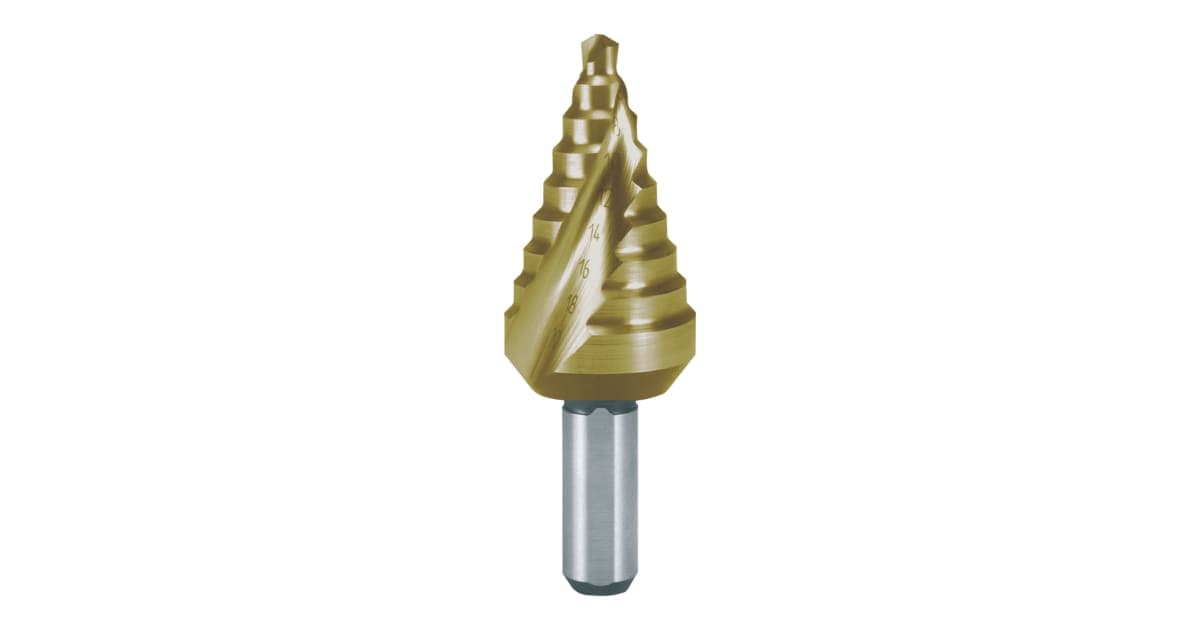 Burghiu treptat, HSS, TiN, canelat spiralat cu varf ras incrucisat, varianta scurta 101061T