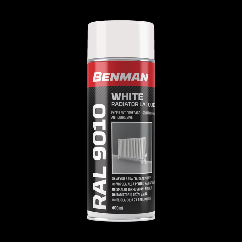 SPRAY DECORATIV ALB PENTRU RADIATOR 400ml, BENMAN -RAL 9010
