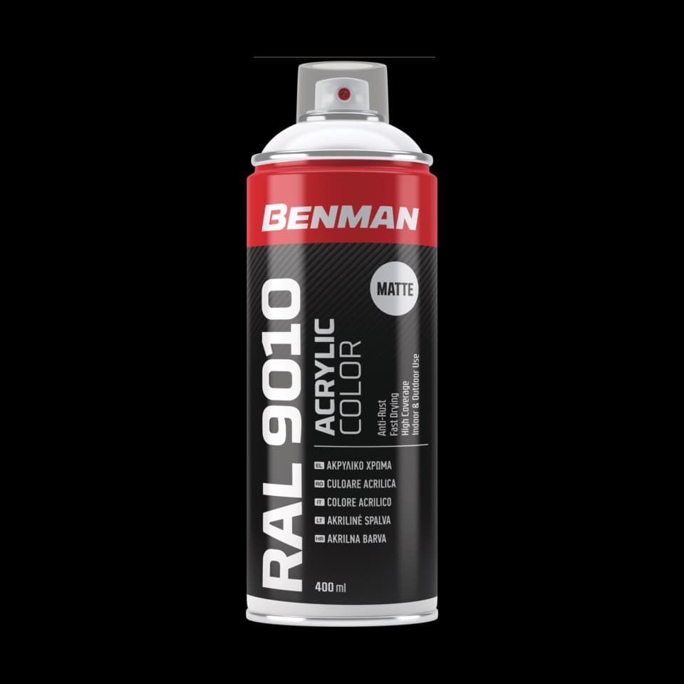 SPRAY ACRILIC NEGRU MAT 400ml, BENMAN -RAL 9005