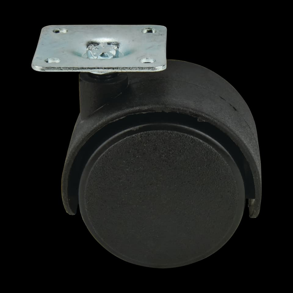 ROATĂ DIN NYLON CU FRÂNĂ 40mm WITH 38x38x1,5 PLATE BLACK