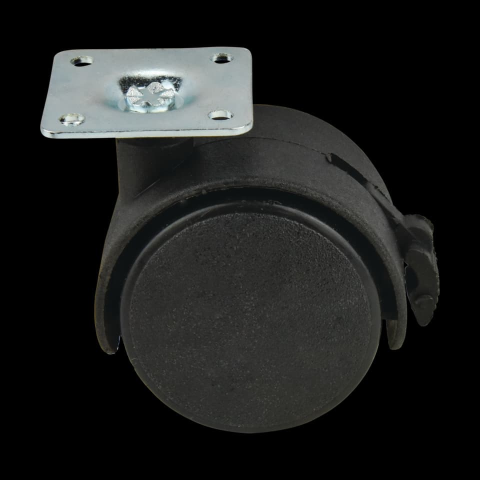 ROATĂ DIN NYLON FĂRĂ FRÂNĂ 40mm WITH 38x38x1,5mm PLATE BLACK FF GROUP
