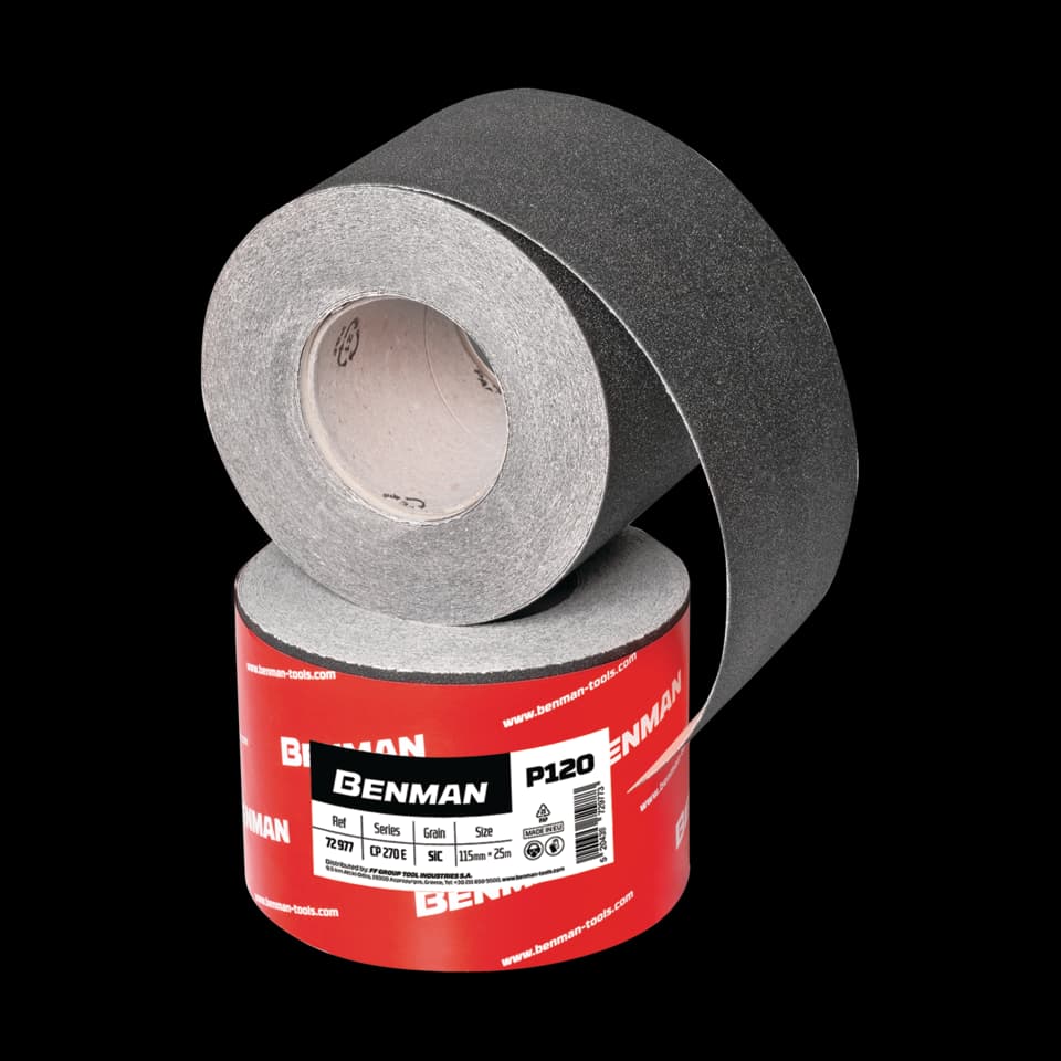 ROLĂ DE ŞLEFUIT CU CARBURĂ DE SILICIU, E-WEIGHT, 115mmx25m, 024G, BENMAN